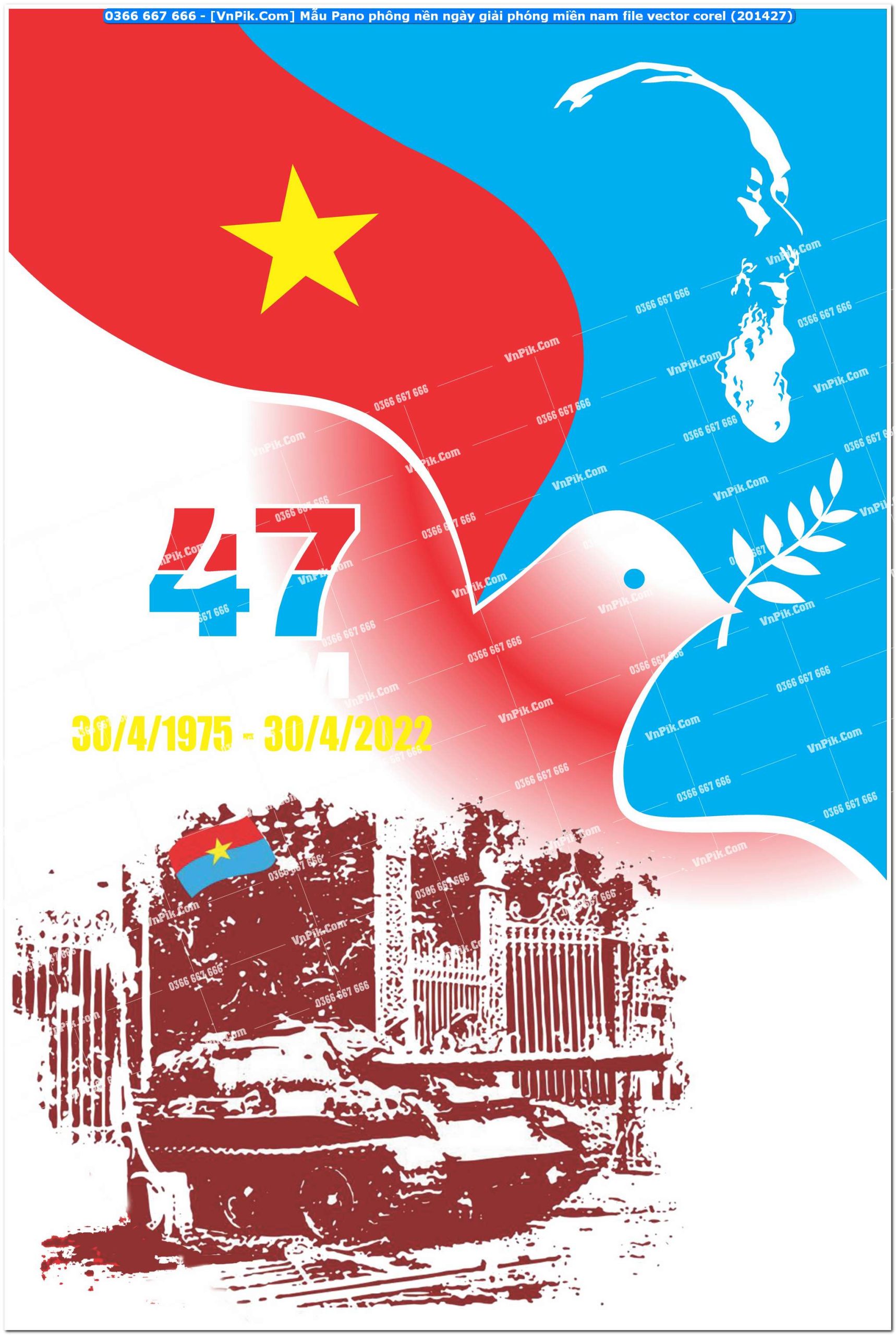 Mẫu Pano phông nền ngày giải phóng miền nam file vector corel (201427)