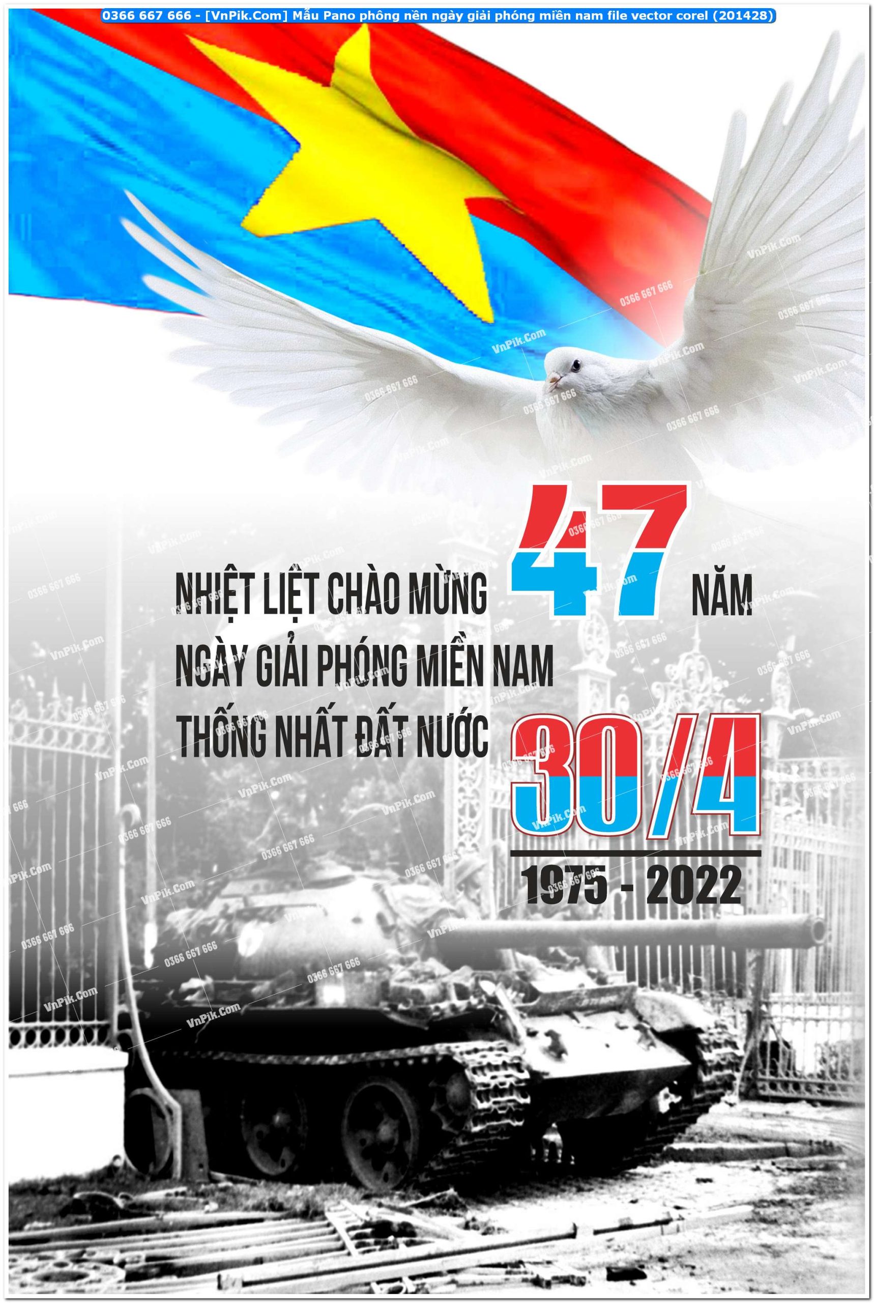 Mẫu Pano phông nền ngày giải phóng miền nam file vector corel (201428)
