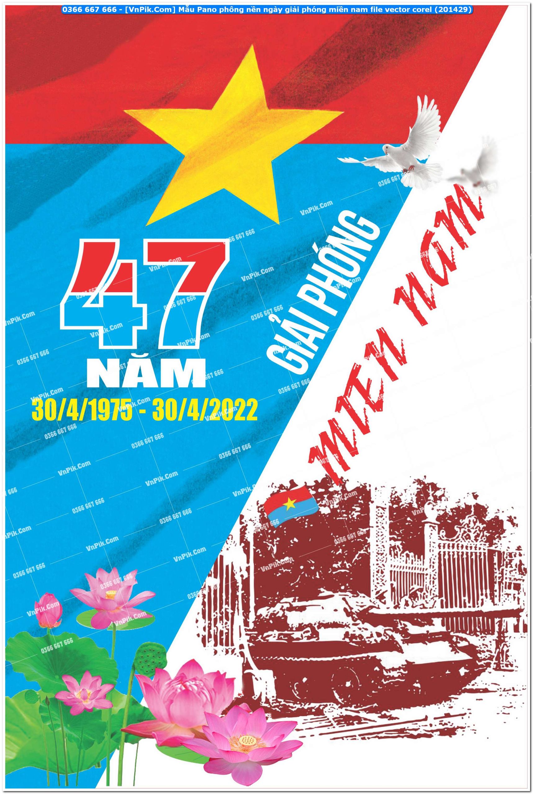 Mẫu Pano phông nền ngày giải phóng miền nam file vector corel (201429)
