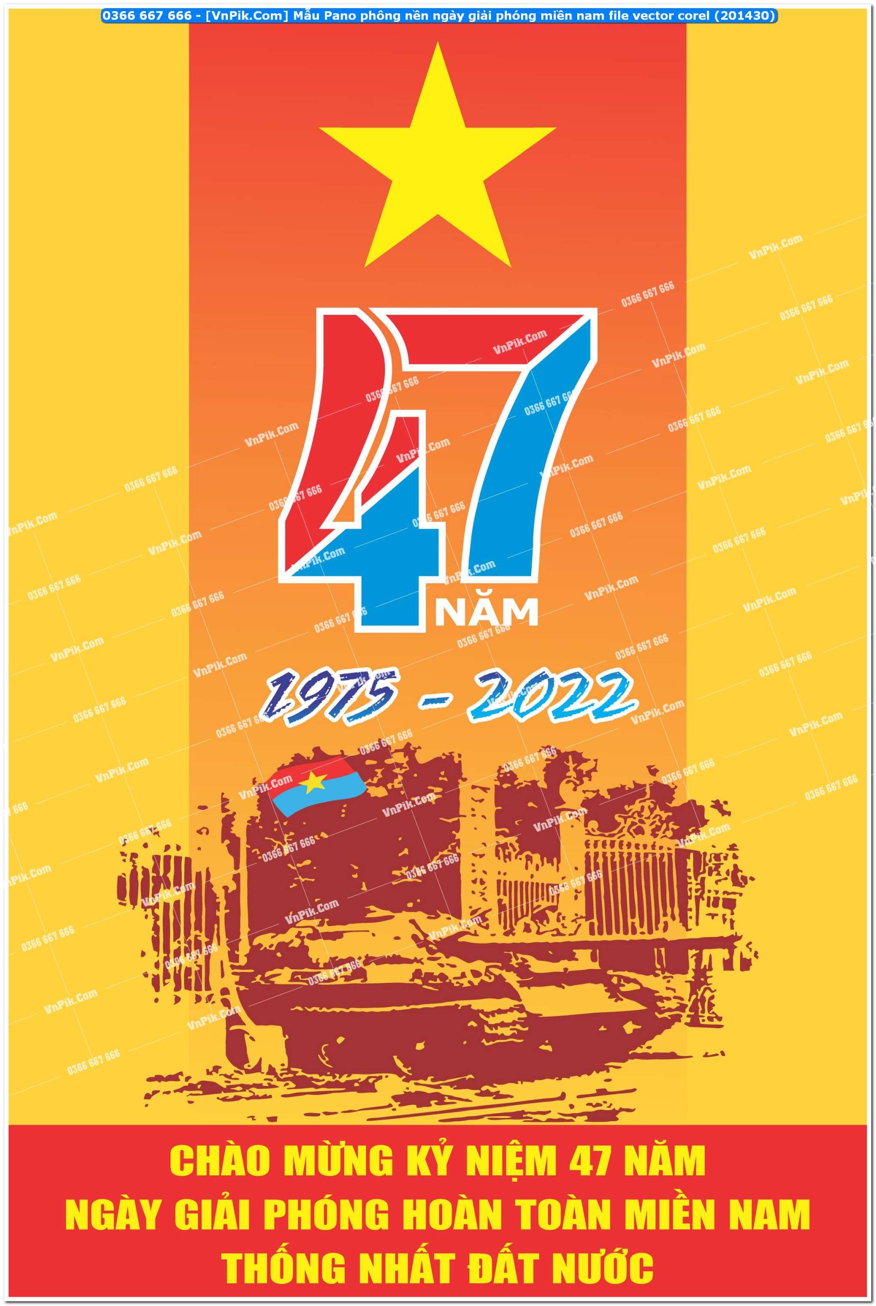 Mẫu Pano phông nền ngày giải phóng miền nam file vector corel (201430)