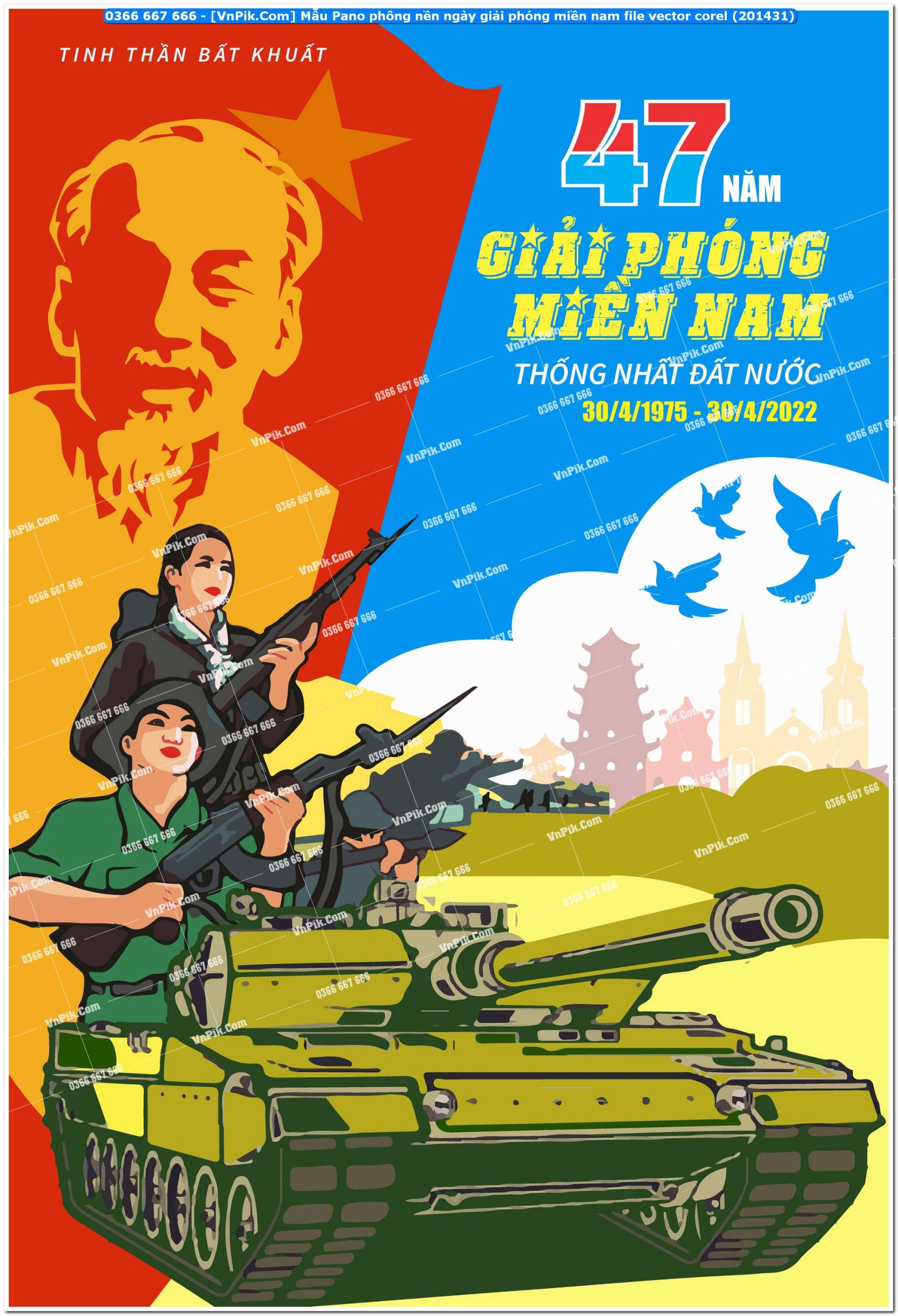 Mẫu Pano phông nền ngày giải phóng miền nam file vector corel (201431)