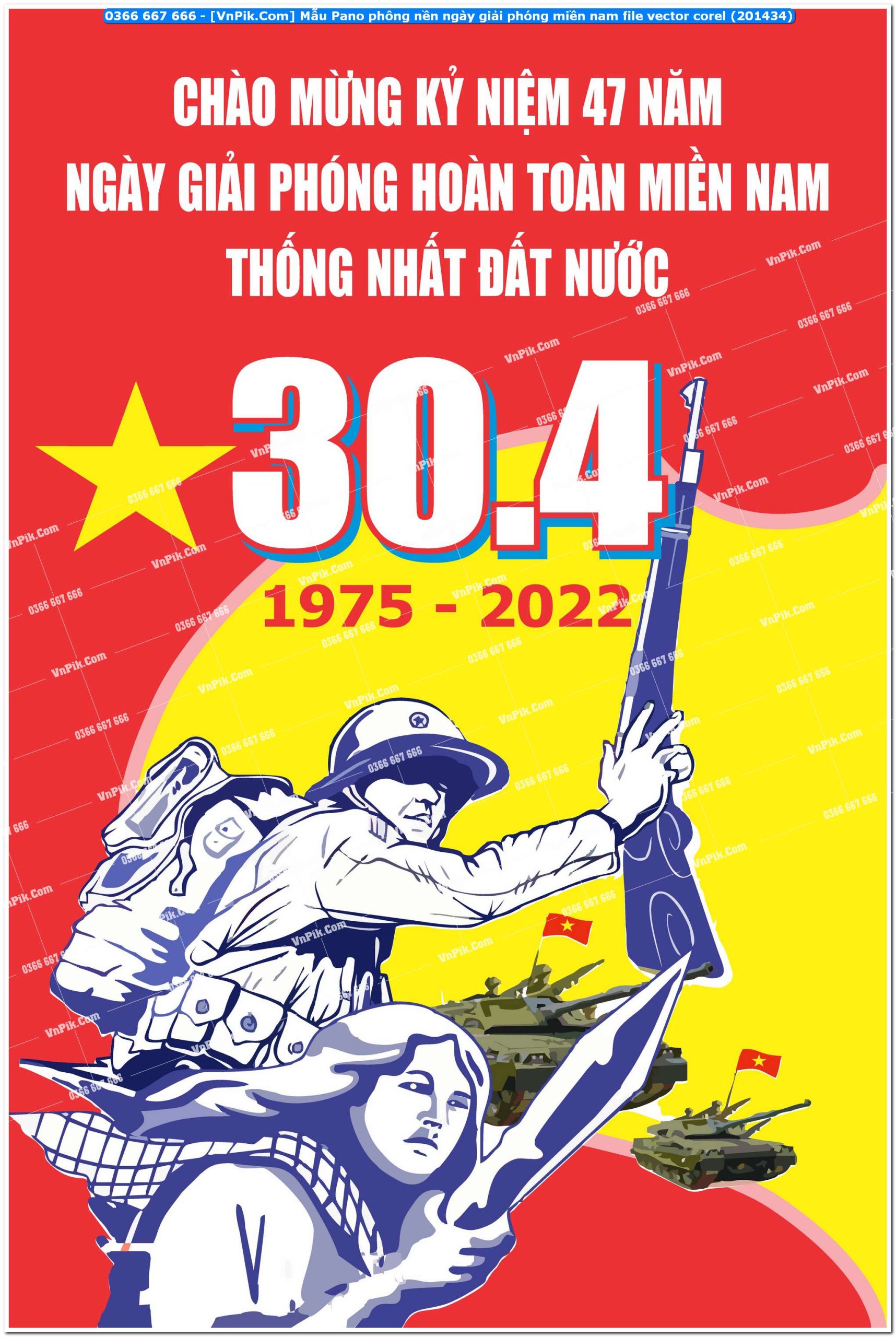 Mẫu Pano phông nền ngày giải phóng miền nam file vector corel (201434)