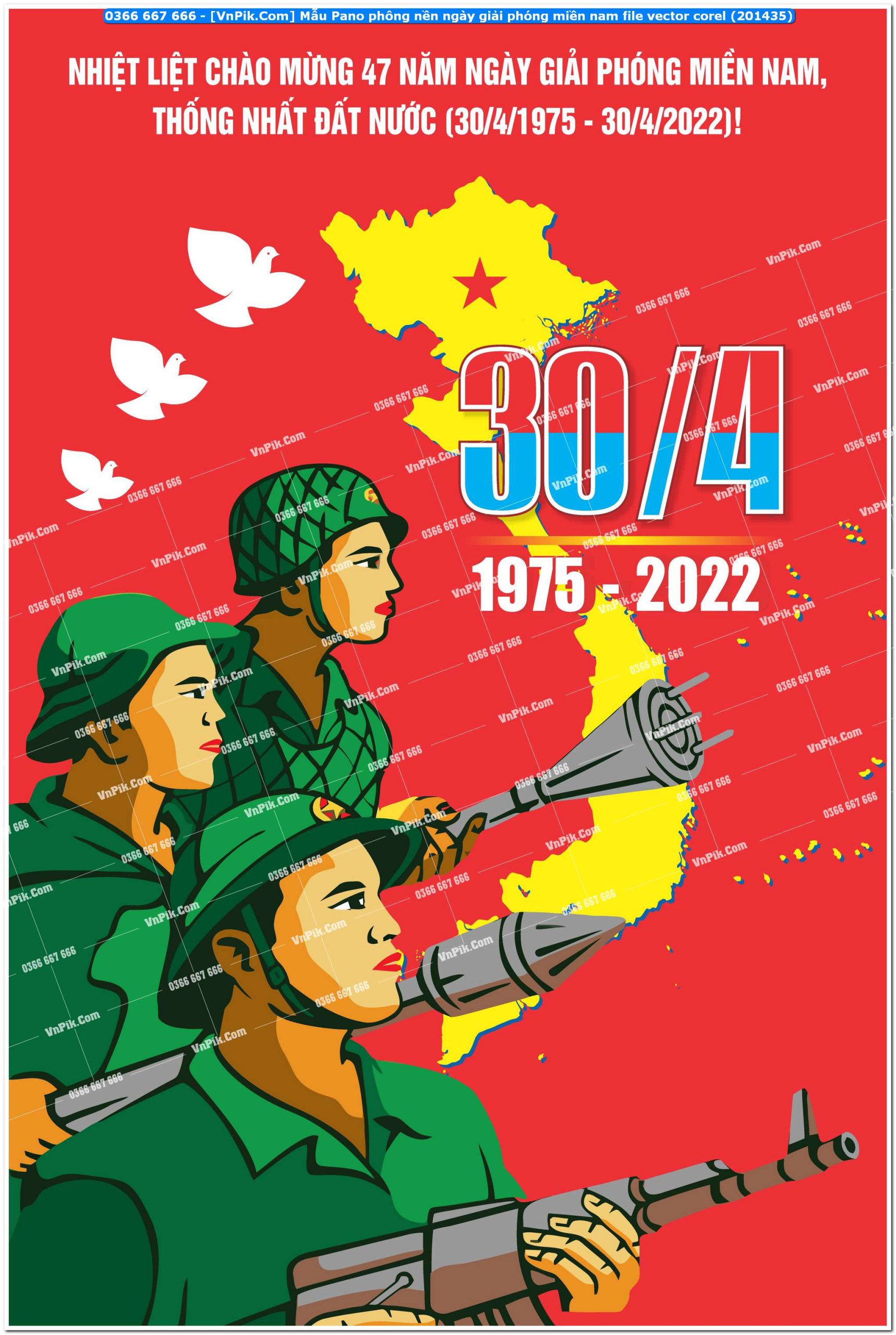 Mẫu Pano phông nền ngày giải phóng miền nam file vector corel (201435)