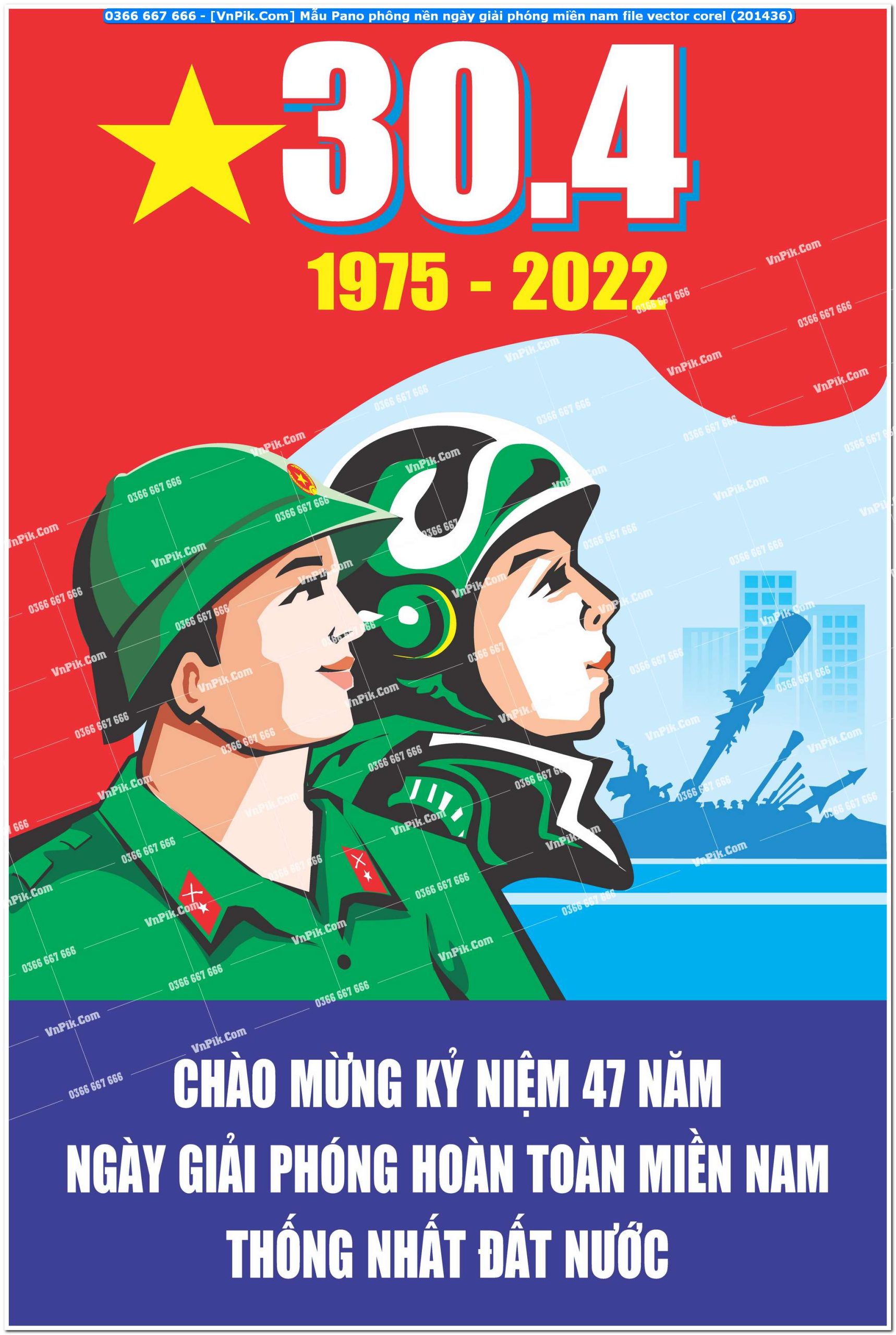 Mẫu Pano phông nền ngày giải phóng miền nam file vector corel (201436)
