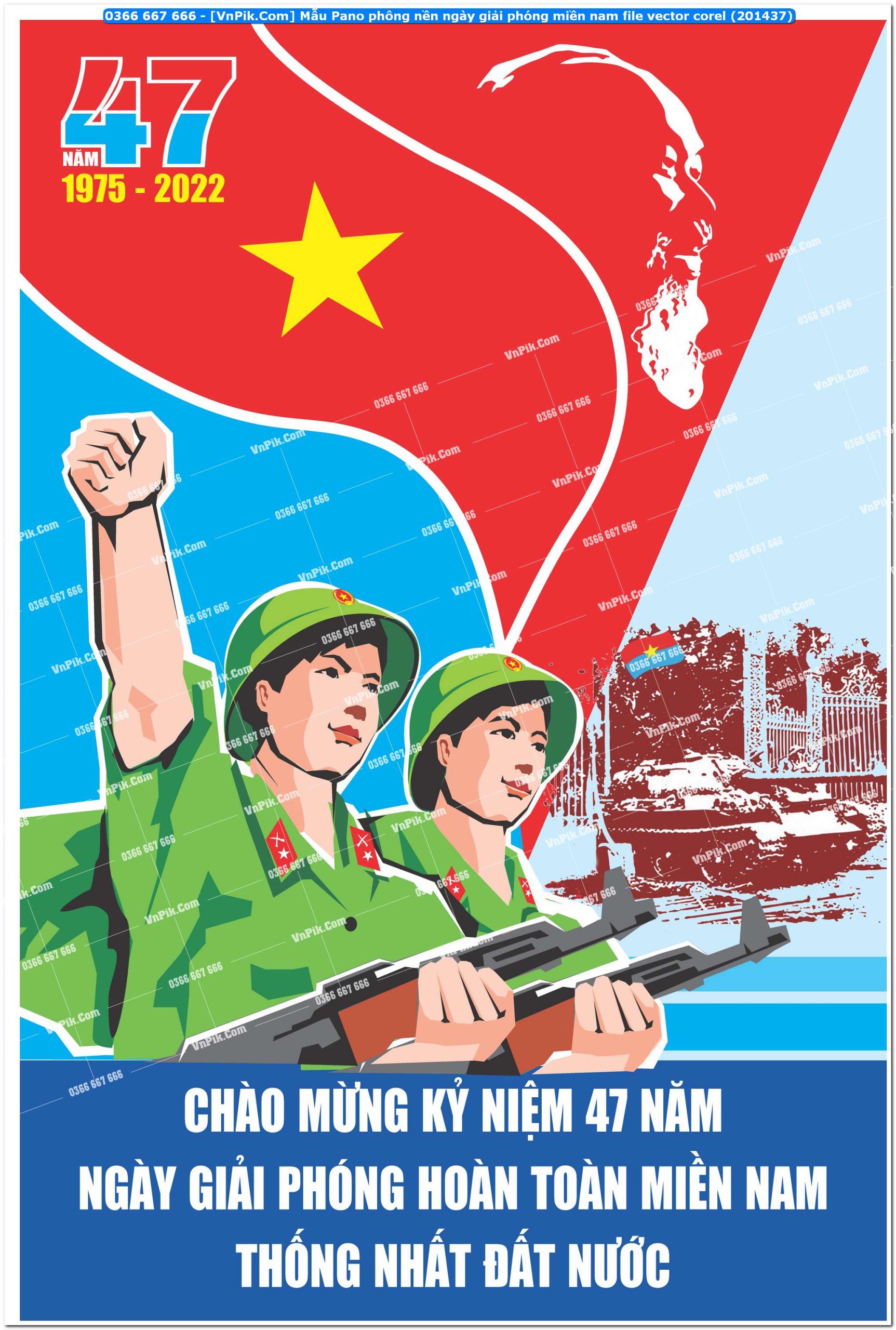 Mẫu Pano phông nền ngày giải phóng miền nam file vector corel (201437)