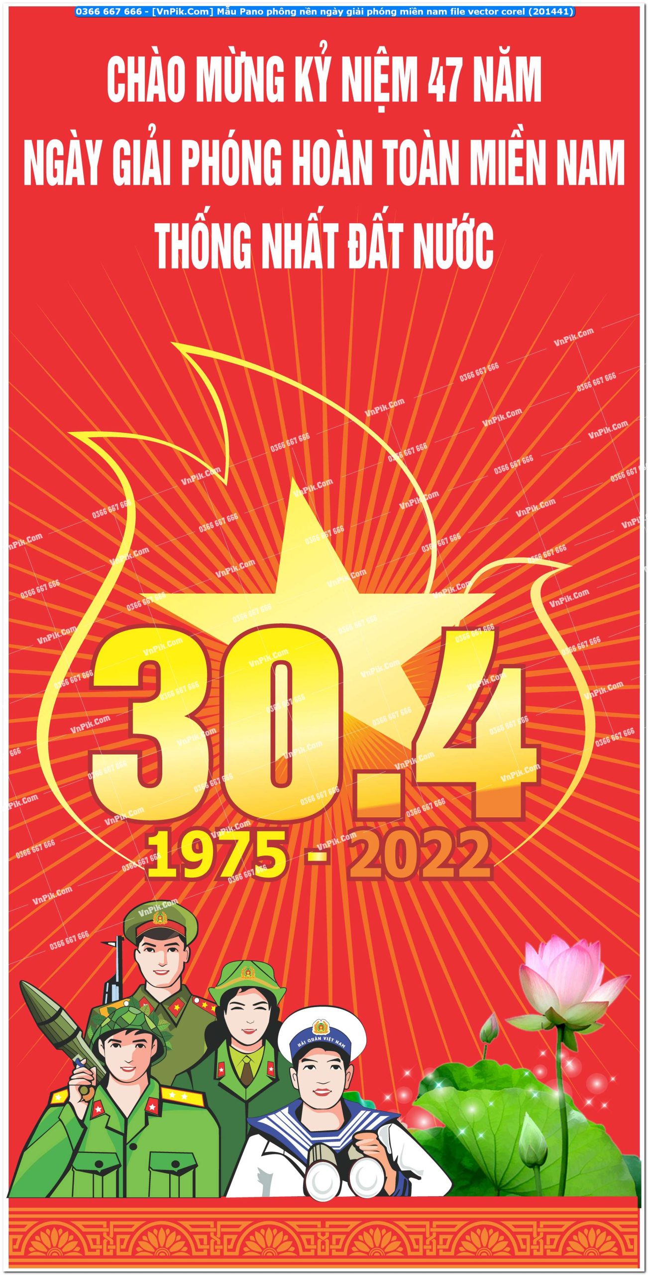 Mẫu Pano phông nền ngày giải phóng miền nam file vector corel (201441)