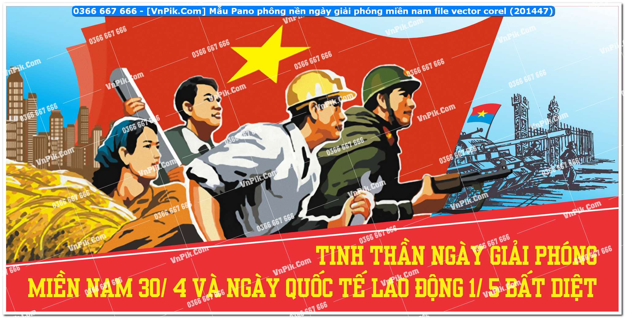 Mẫu Pano phông nền ngày giải phóng miền nam file vector corel (201447)