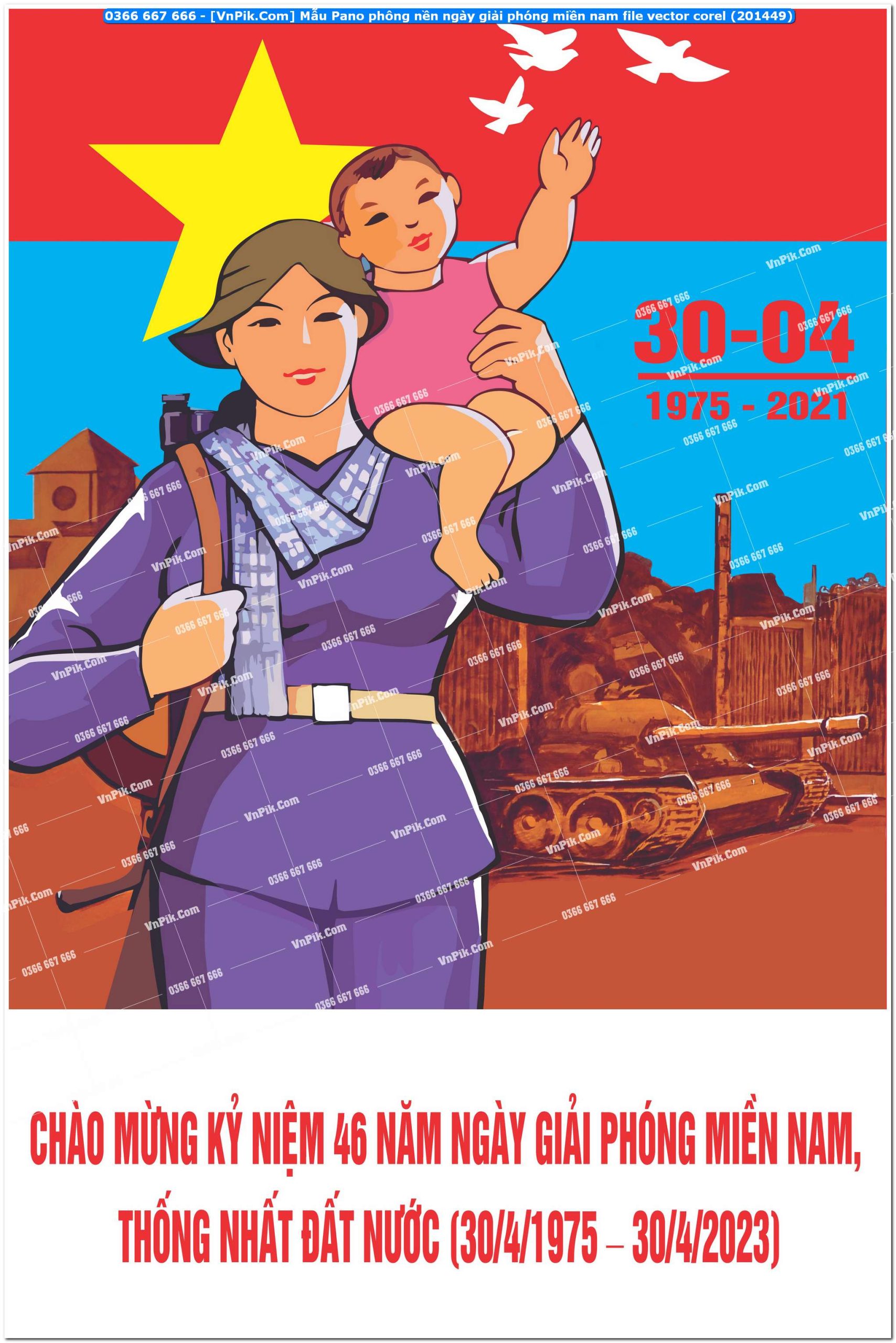 Mẫu Pano phông nền ngày giải phóng miền nam file vector corel (201449)