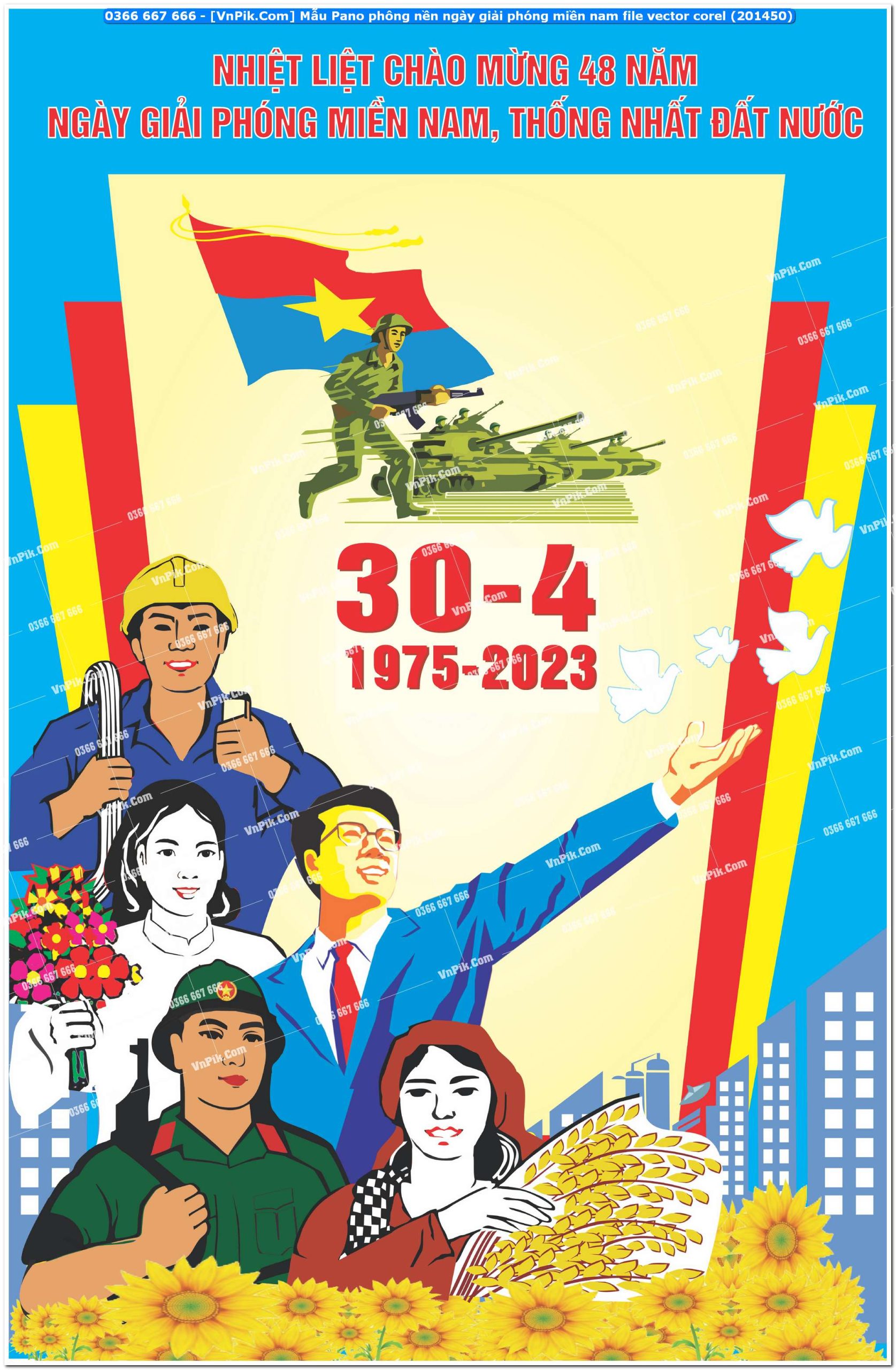 Mẫu Pano phông nền ngày giải phóng miền nam file vector corel (201450)
