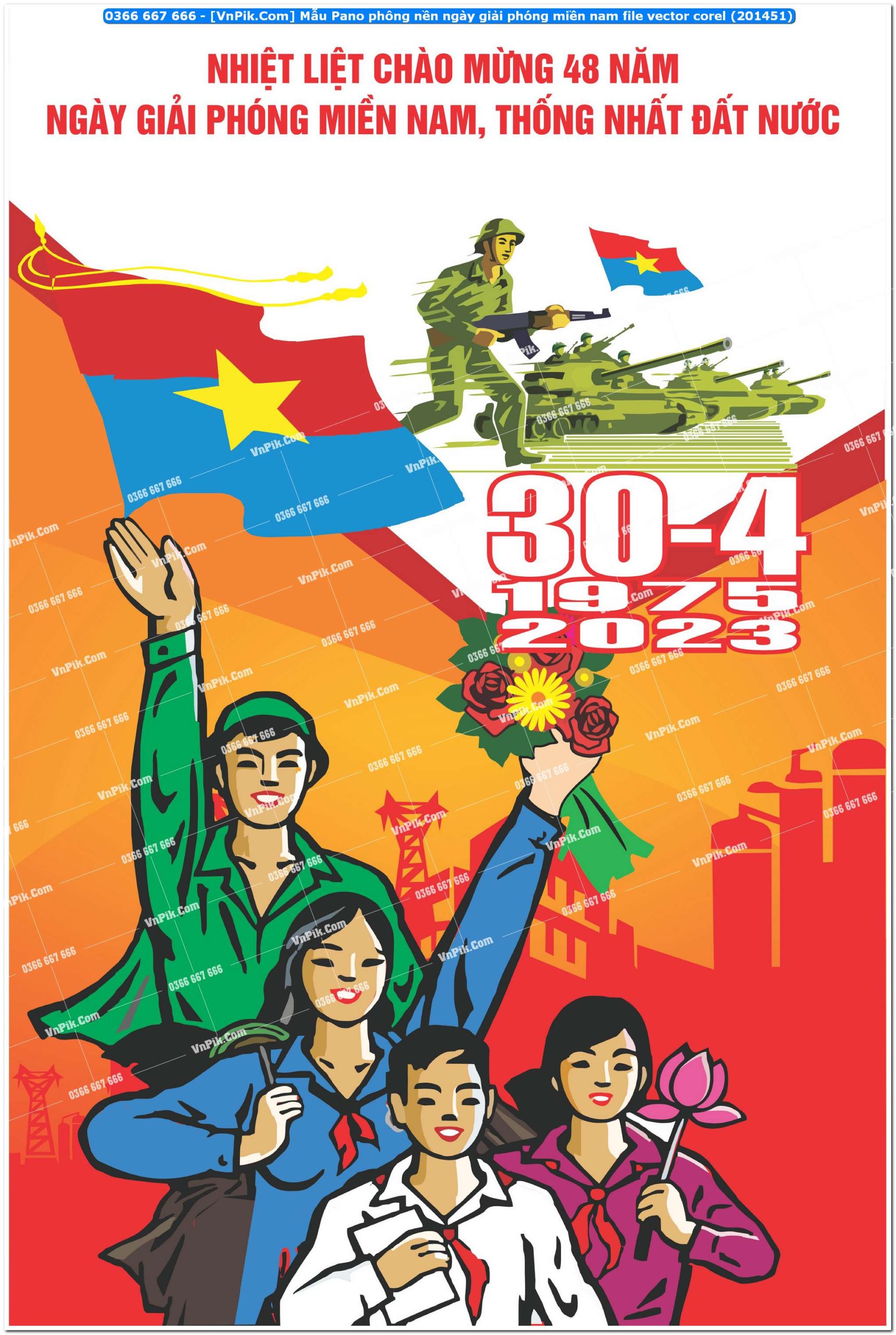 Mẫu Pano phông nền ngày giải phóng miền nam file vector corel (201451)