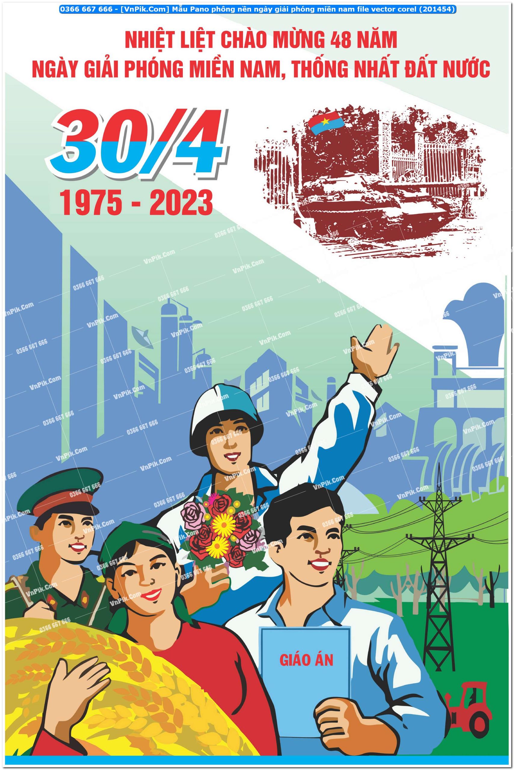 Mẫu Pano phông nền ngày giải phóng miền nam file vector corel (201454)