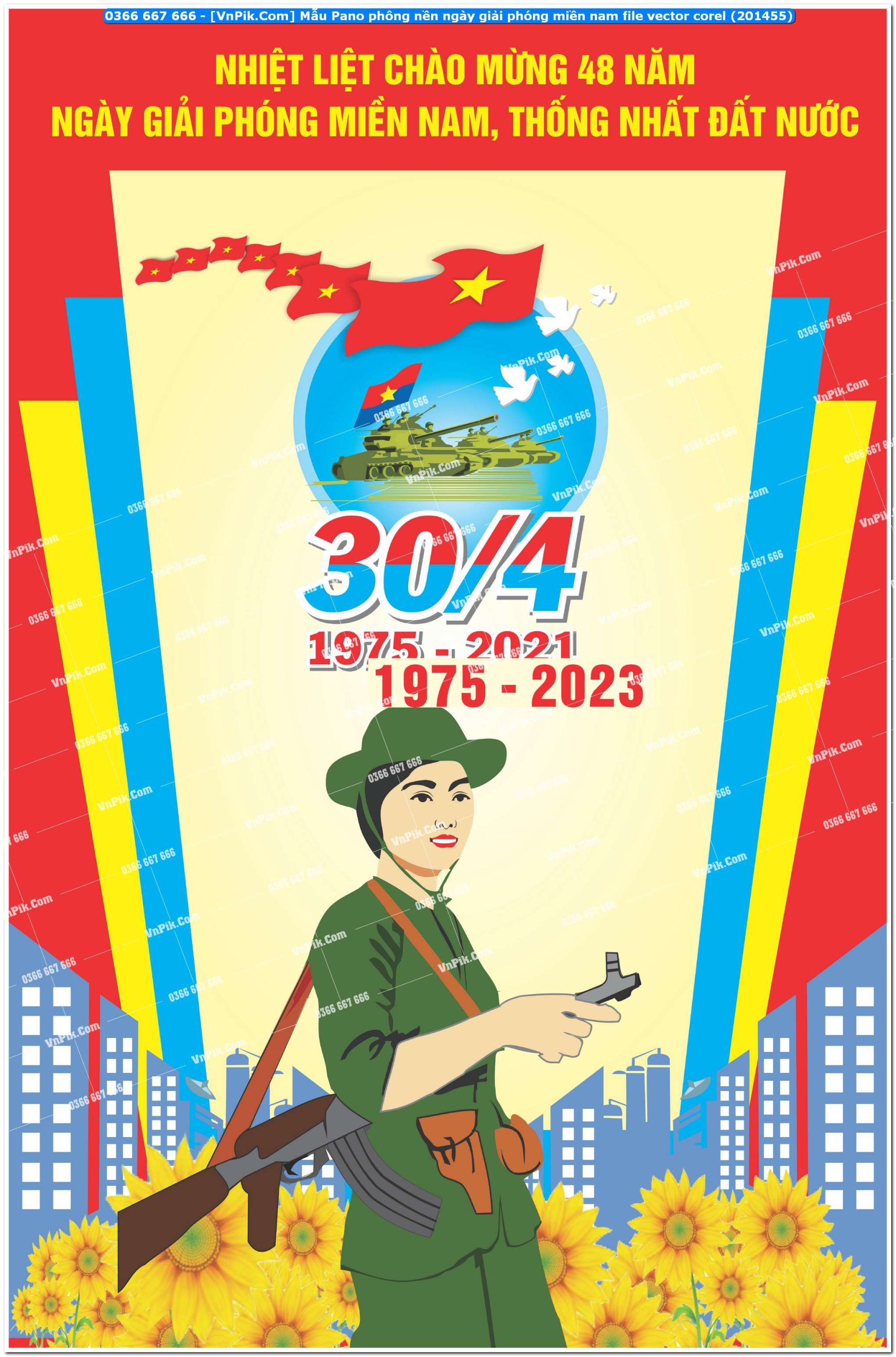 Mẫu Pano phông nền ngày giải phóng miền nam file vector corel (201455)