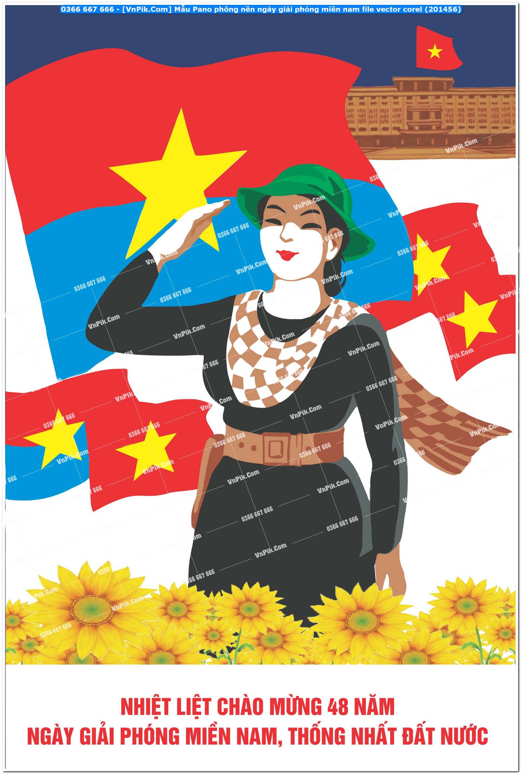 Mẫu Pano phông nền ngày giải phóng miền nam file vector corel (201456)