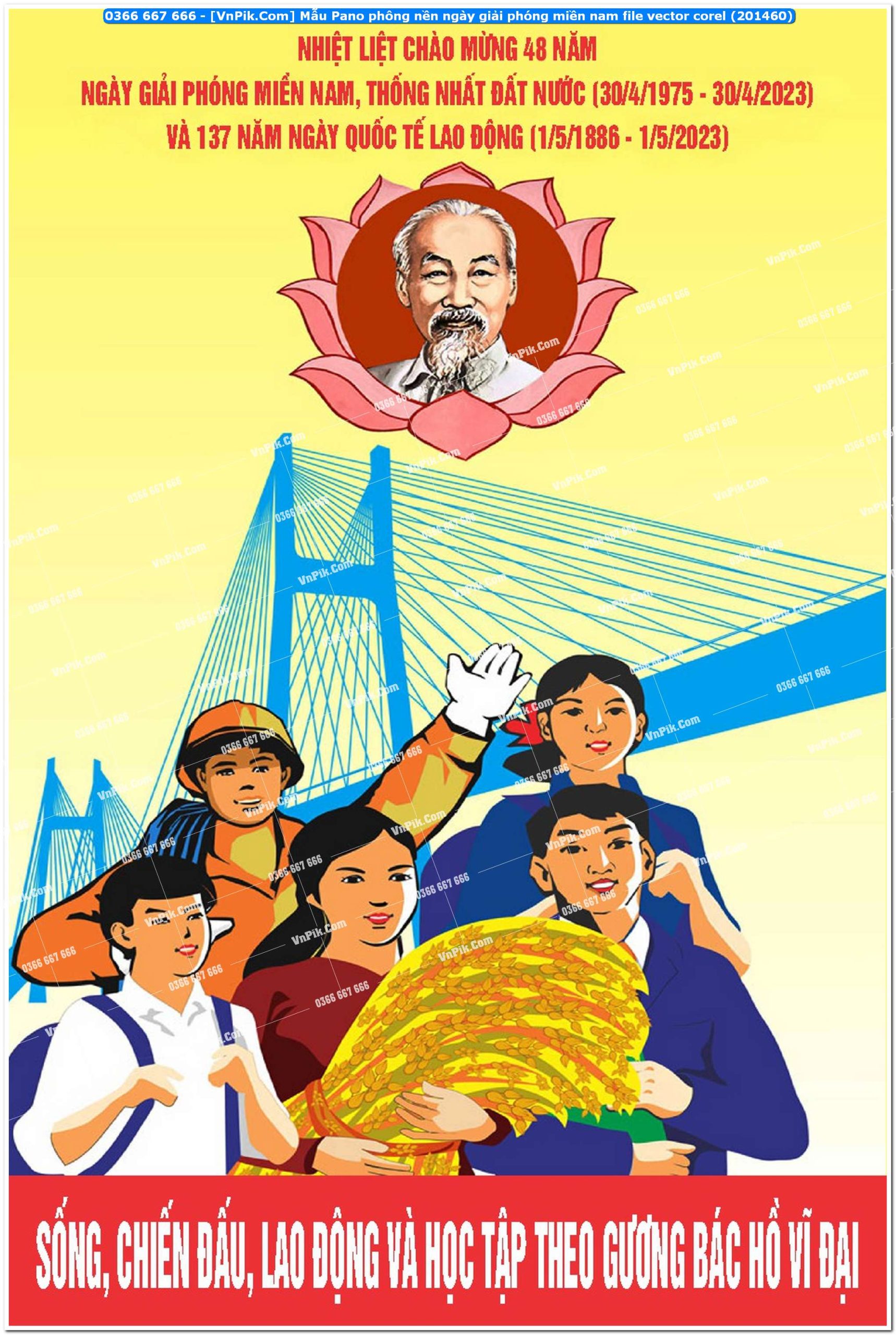 Mẫu Pano phông nền ngày giải phóng miền nam file vector corel (201460)