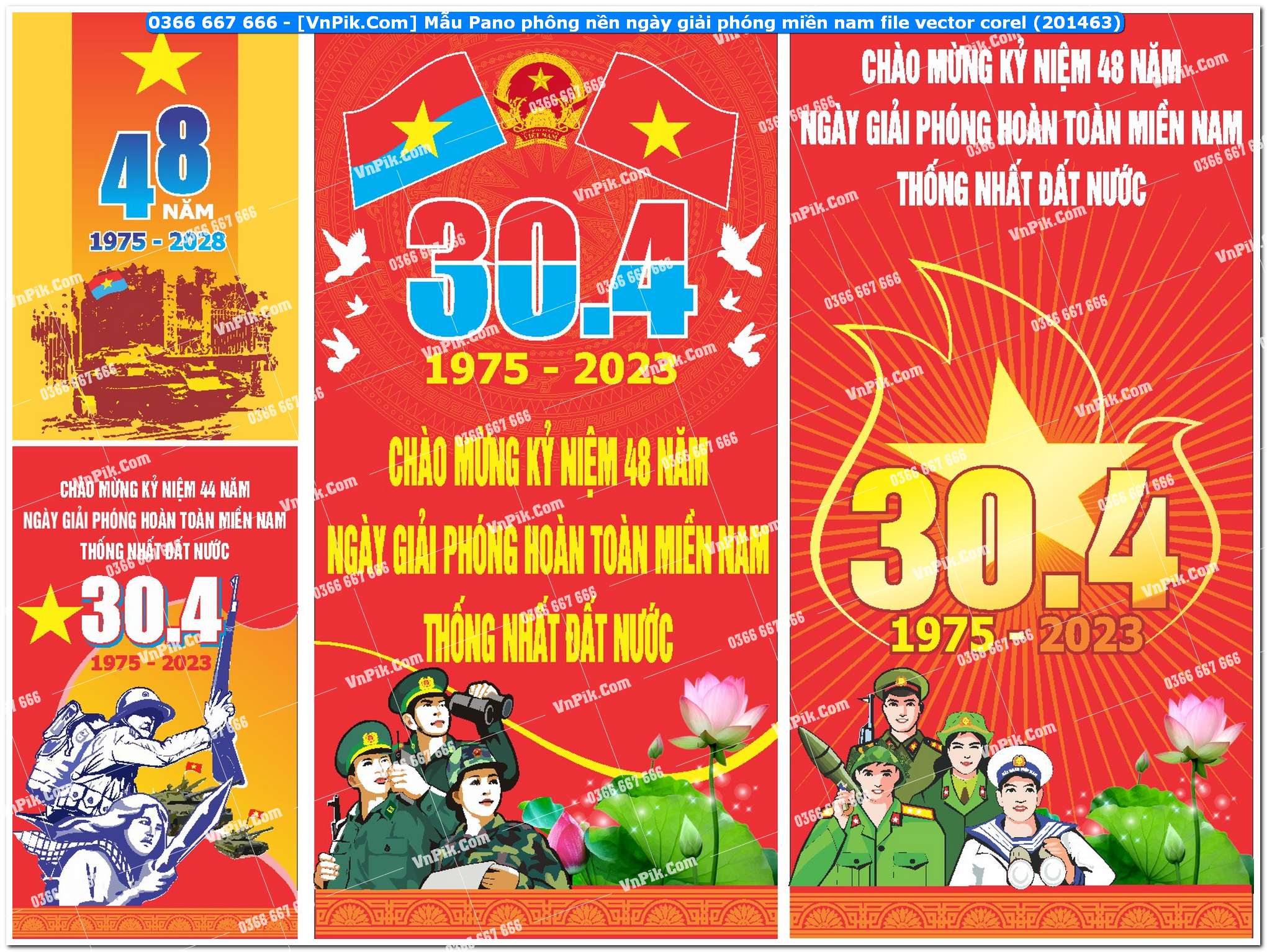 Mẫu Pano phông nền ngày giải phóng miền nam file vector corel (201463)