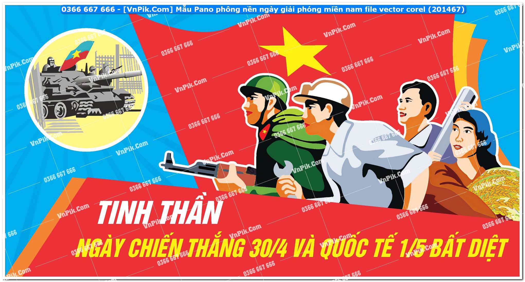 Mẫu Pano phông nền ngày giải phóng miền nam file vector corel (201467)