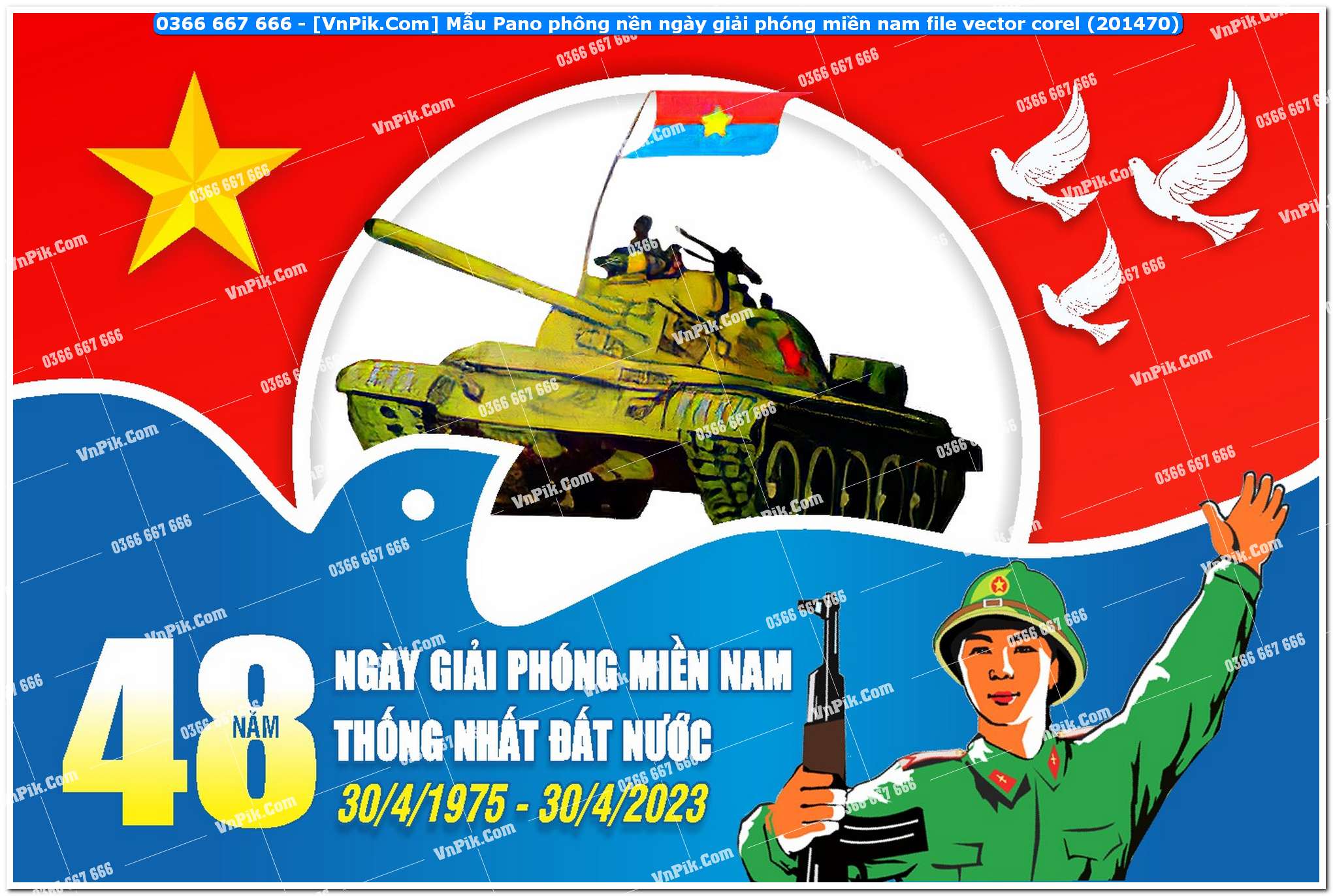 Mẫu Pano phông nền ngày giải phóng miền nam file vector corel (201470)