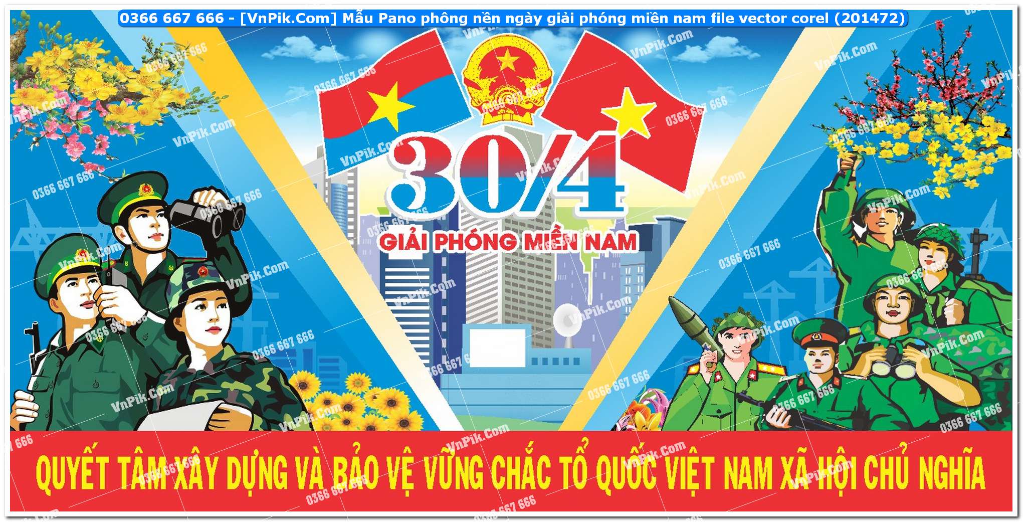 Mẫu Pano phông nền ngày giải phóng miền nam file vector corel (201472)