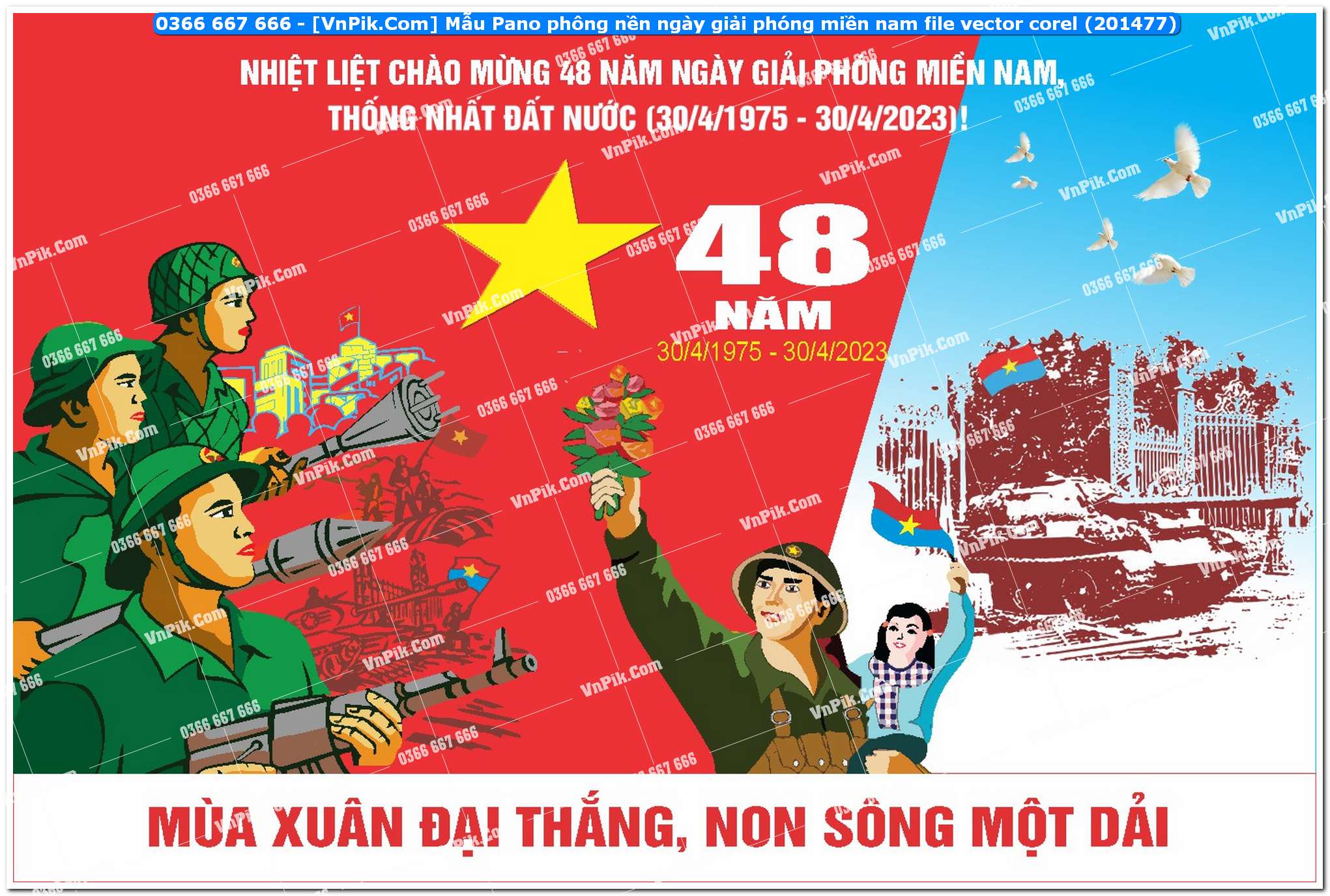 Mẫu Pano phông nền ngày giải phóng miền nam file vector corel (201477)