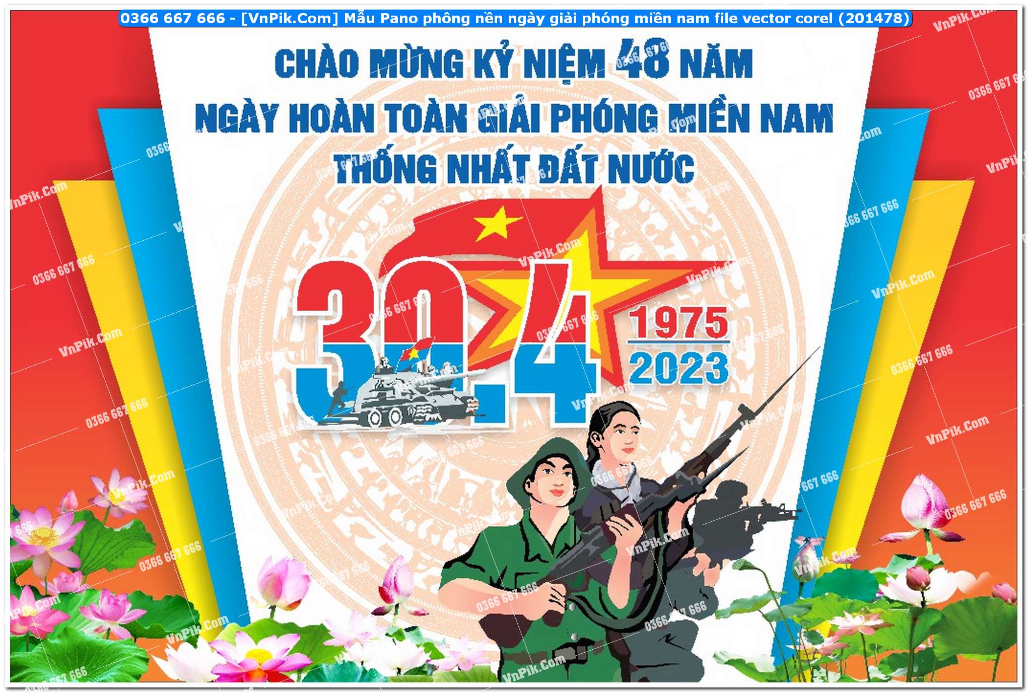Mẫu Pano phông nền ngày giải phóng miền nam file vector corel (201478)