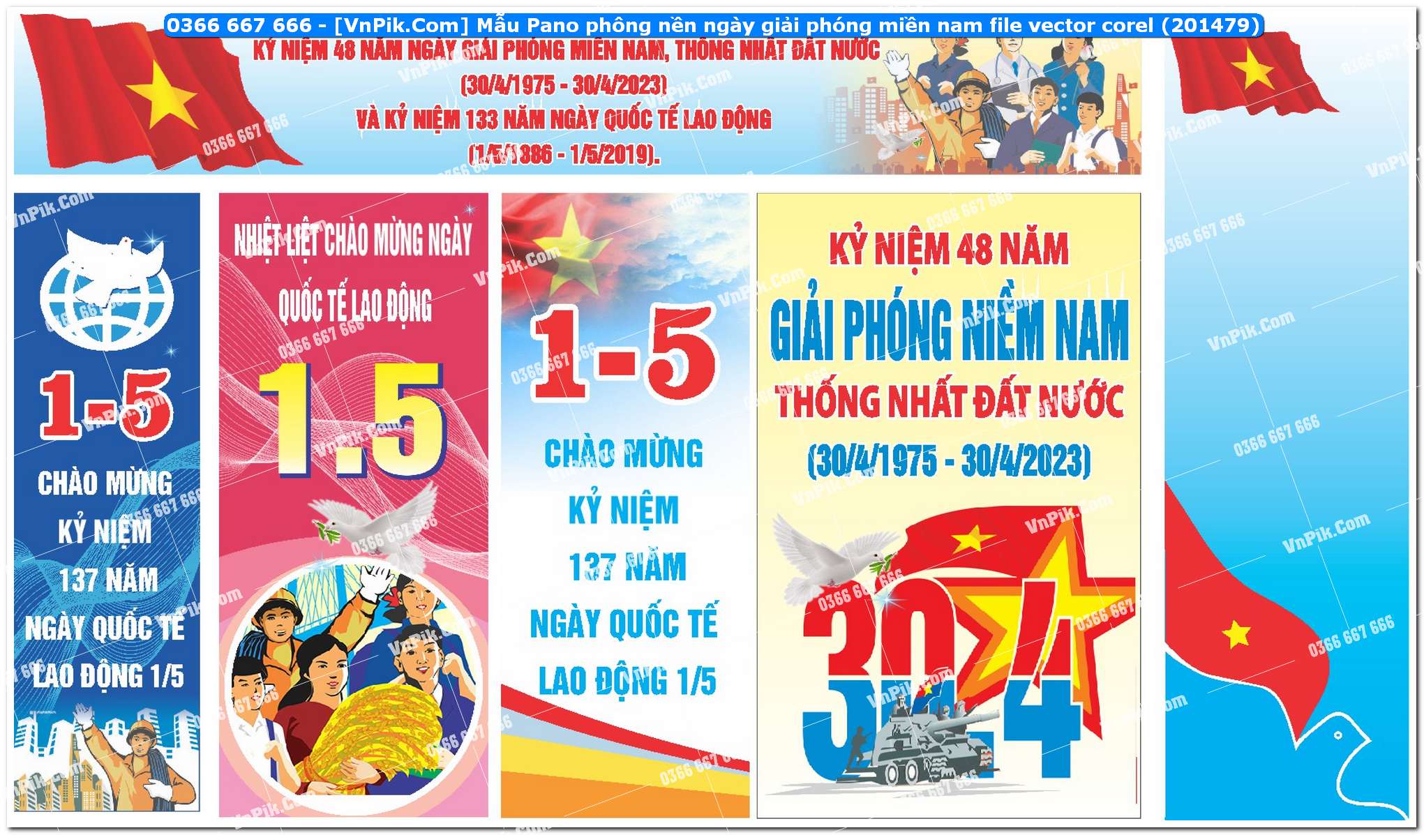 Mẫu Pano phông nền ngày giải phóng miền nam file vector corel (201479)