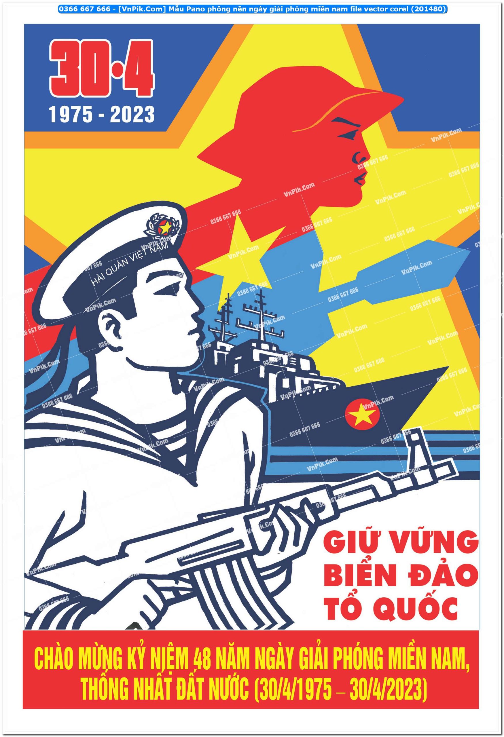 Mẫu Pano phông nền ngày giải phóng miền nam file vector corel (201480)