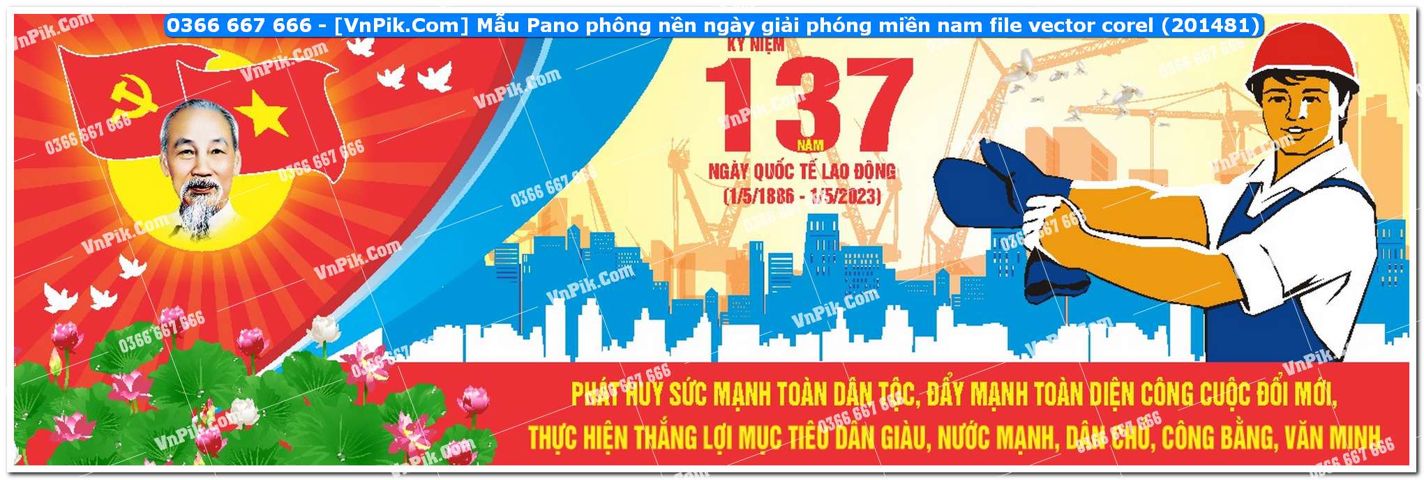 Mẫu Pano phông nền ngày giải phóng miền nam file vector corel (201481)
