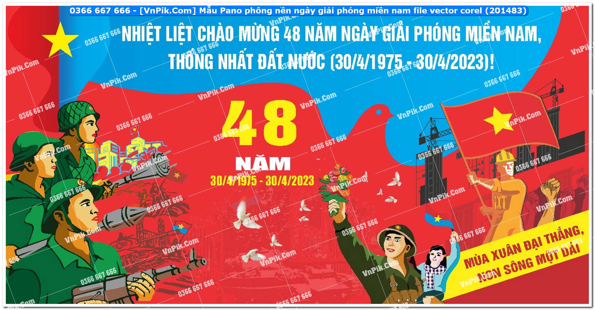 Mẫu Pano phông nền ngày giải phóng miền nam file vector corel (201483)