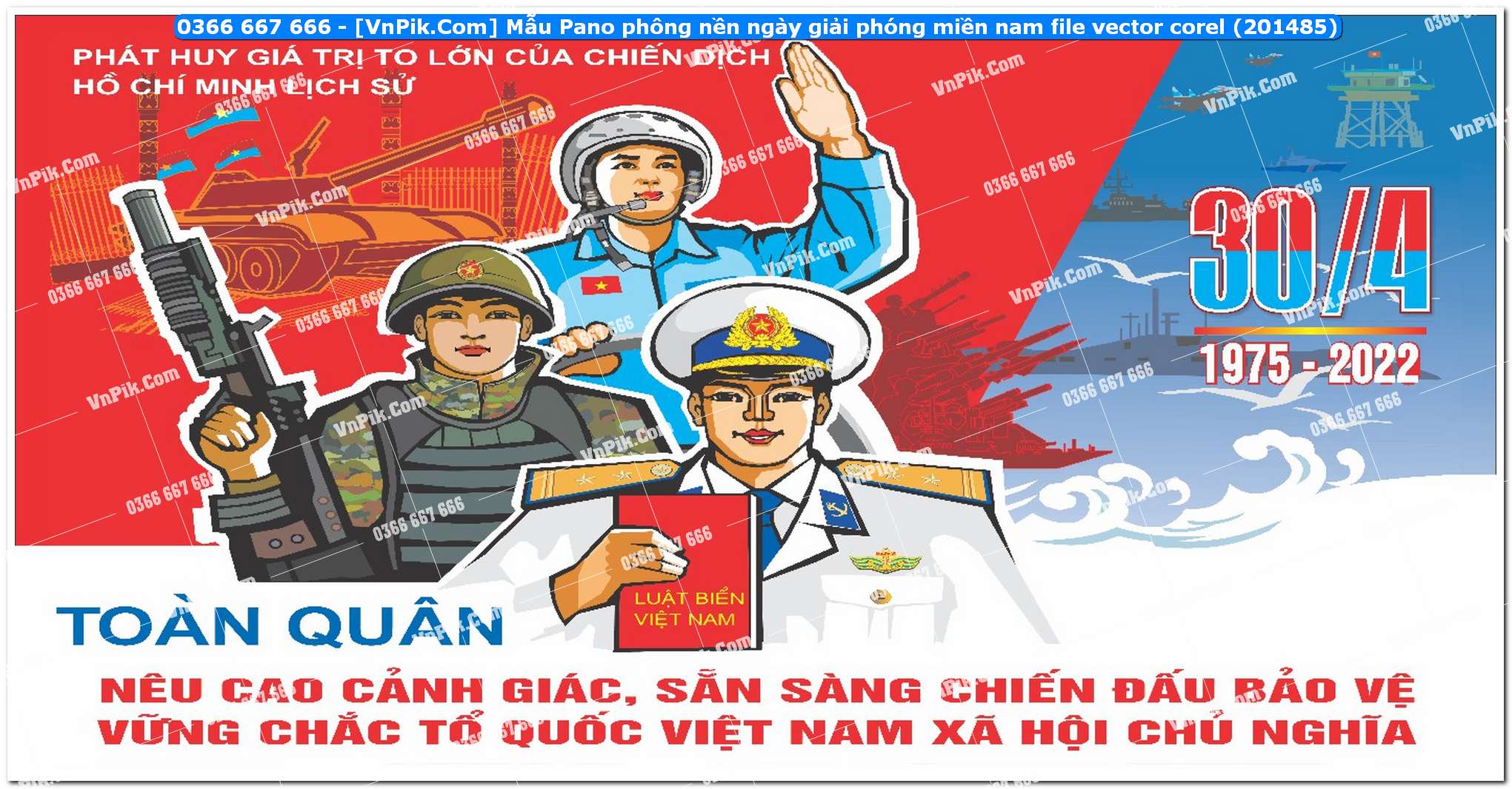 Mẫu Pano phông nền ngày giải phóng miền nam file vector corel (201485)