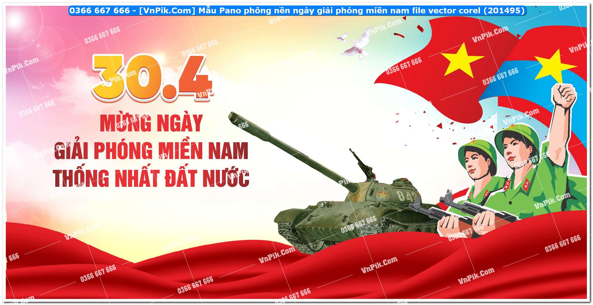 Mẫu Pano phông nền ngày giải phóng miền nam file vector corel (201495)