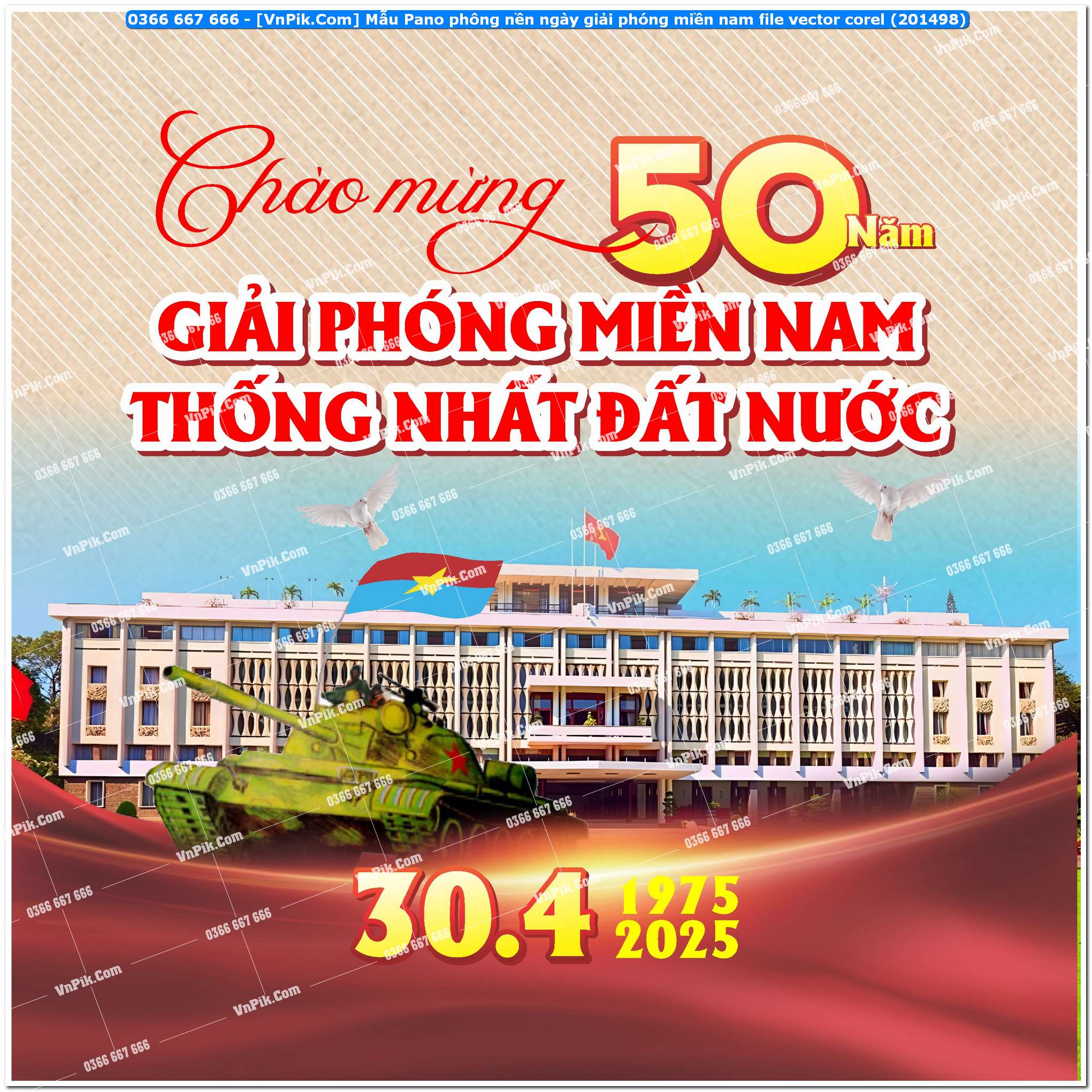 Mẫu Pano phông nền ngày giải phóng miền nam file vector corel (201498)