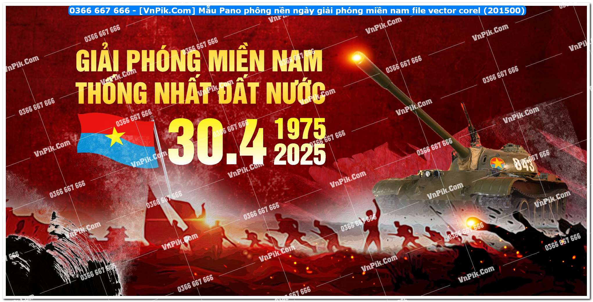 Mẫu Pano phông nền ngày giải phóng miền nam file vector corel (201500)