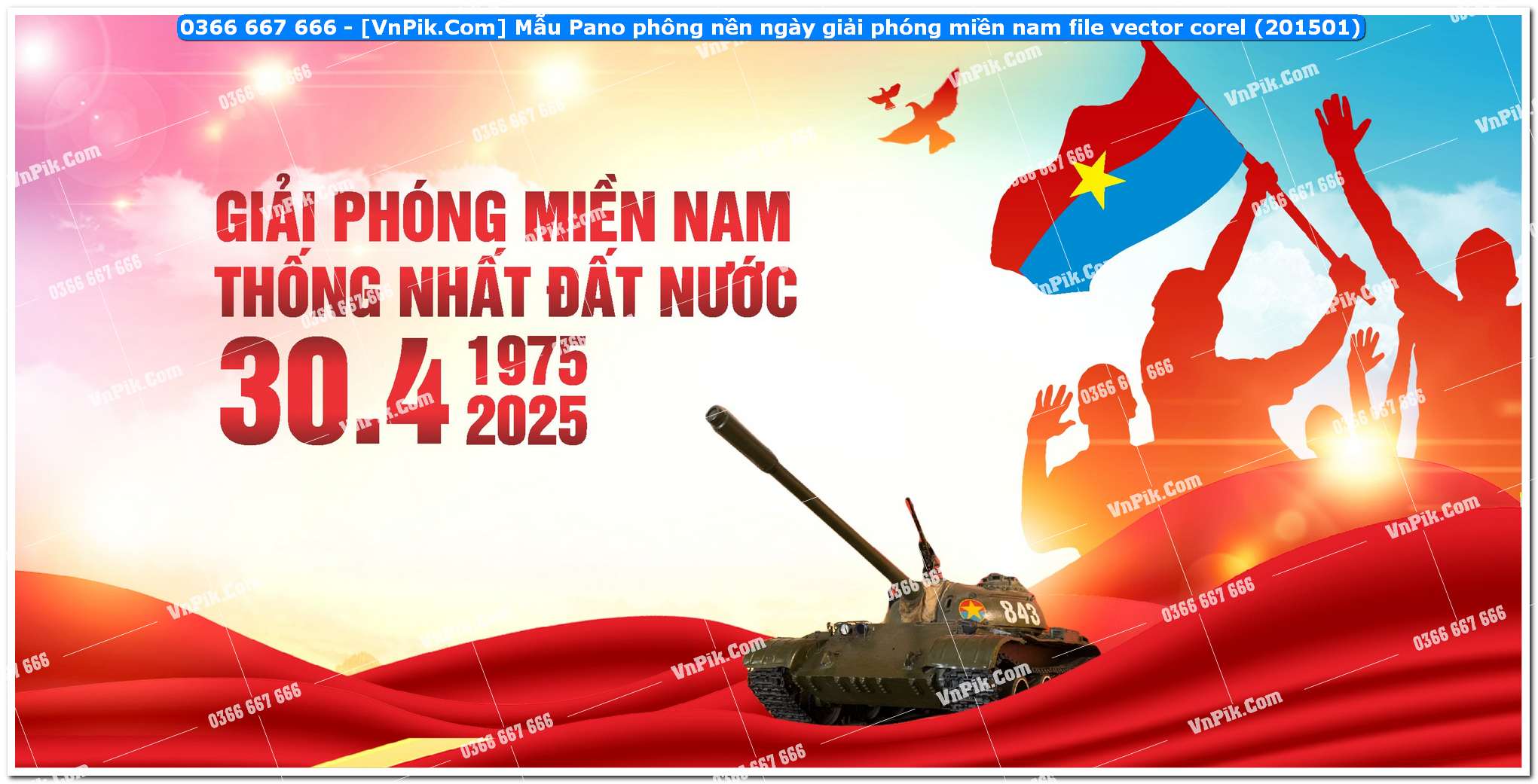 Mẫu Pano phông nền ngày giải phóng miền nam file vector corel (201501)