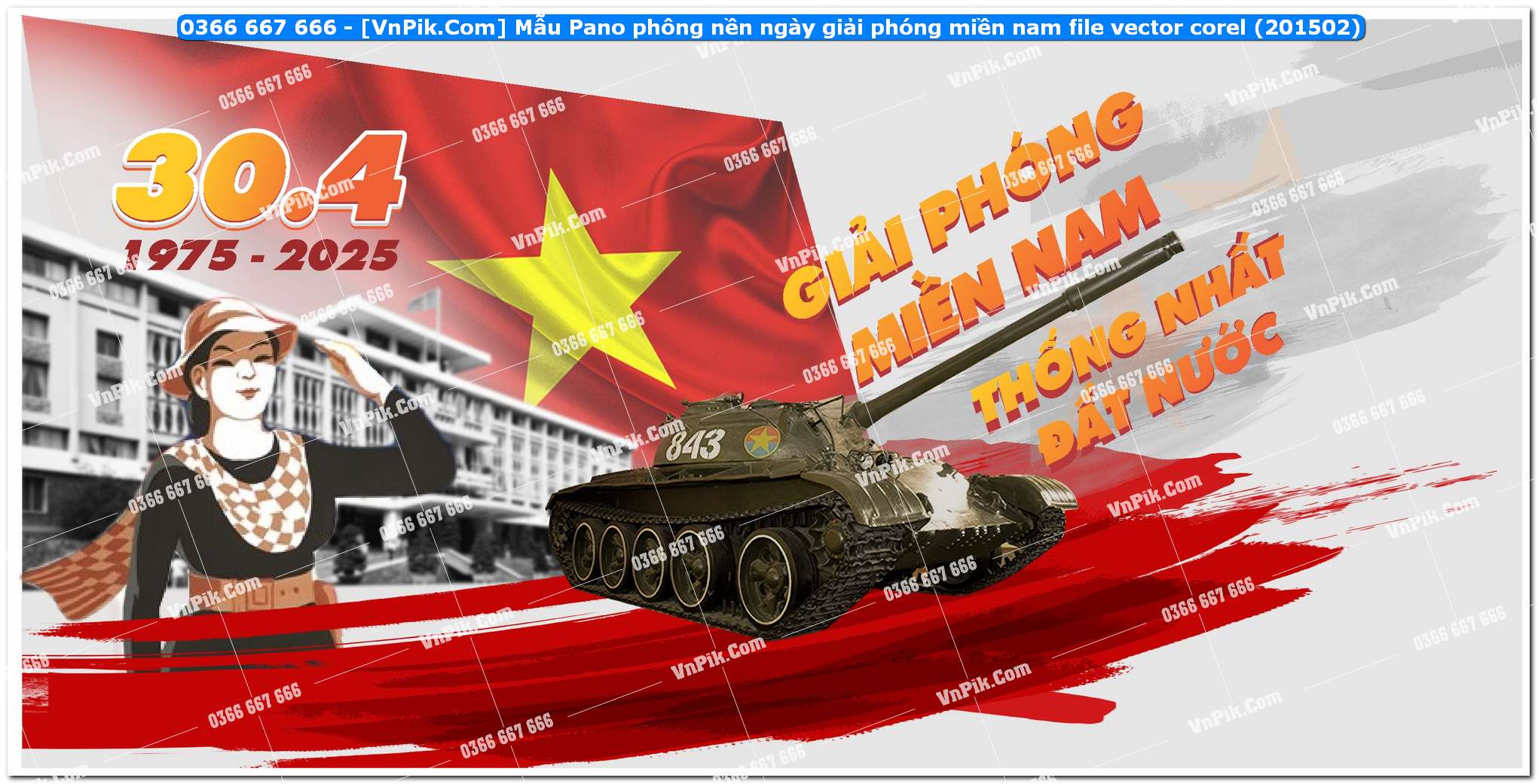 Mẫu Pano phông nền ngày giải phóng miền nam file vector corel (201502)