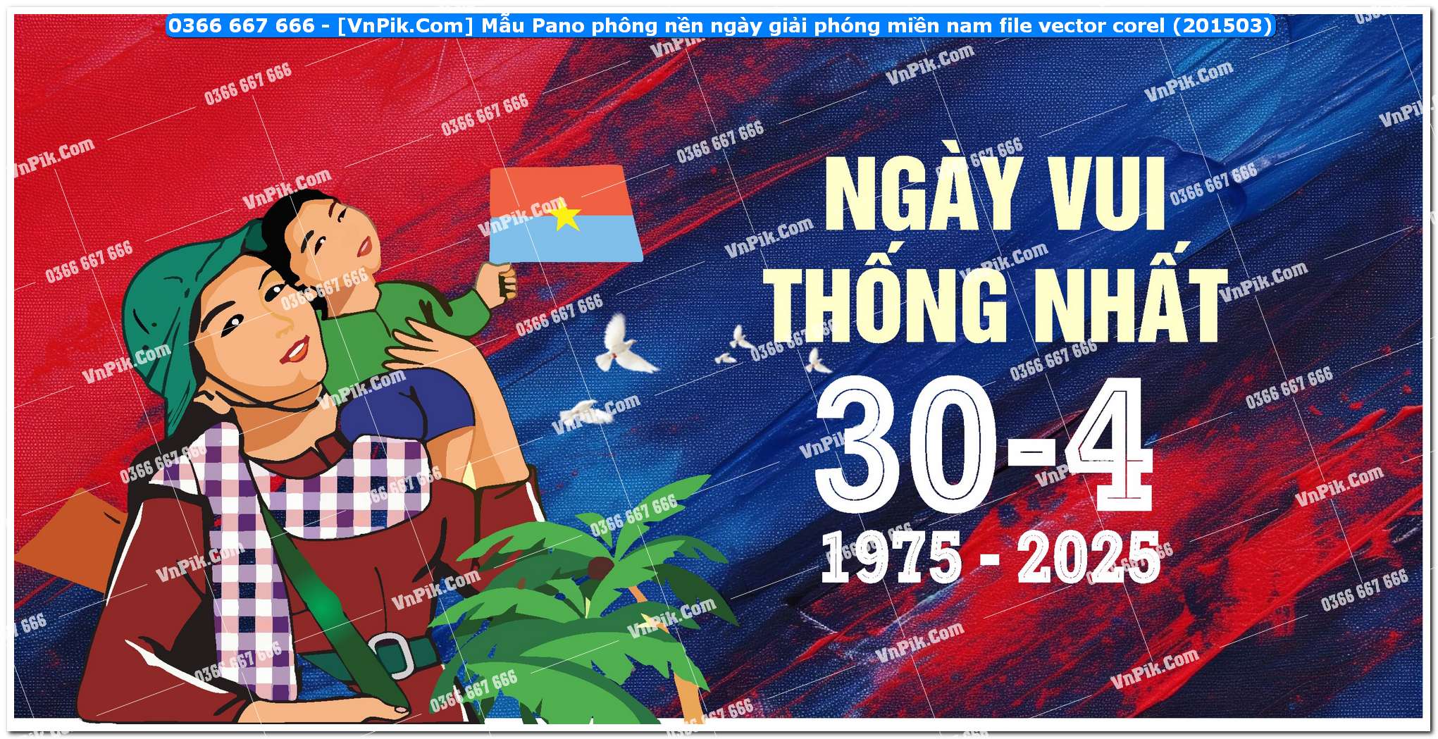 Mẫu Pano phông nền ngày giải phóng miền nam file vector corel (201503)