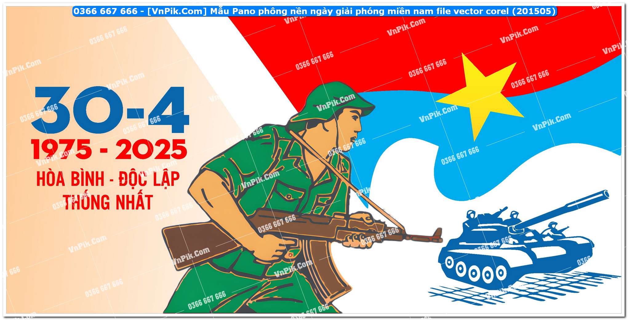 Mẫu Pano phông nền ngày giải phóng miền nam file vector corel (201505)