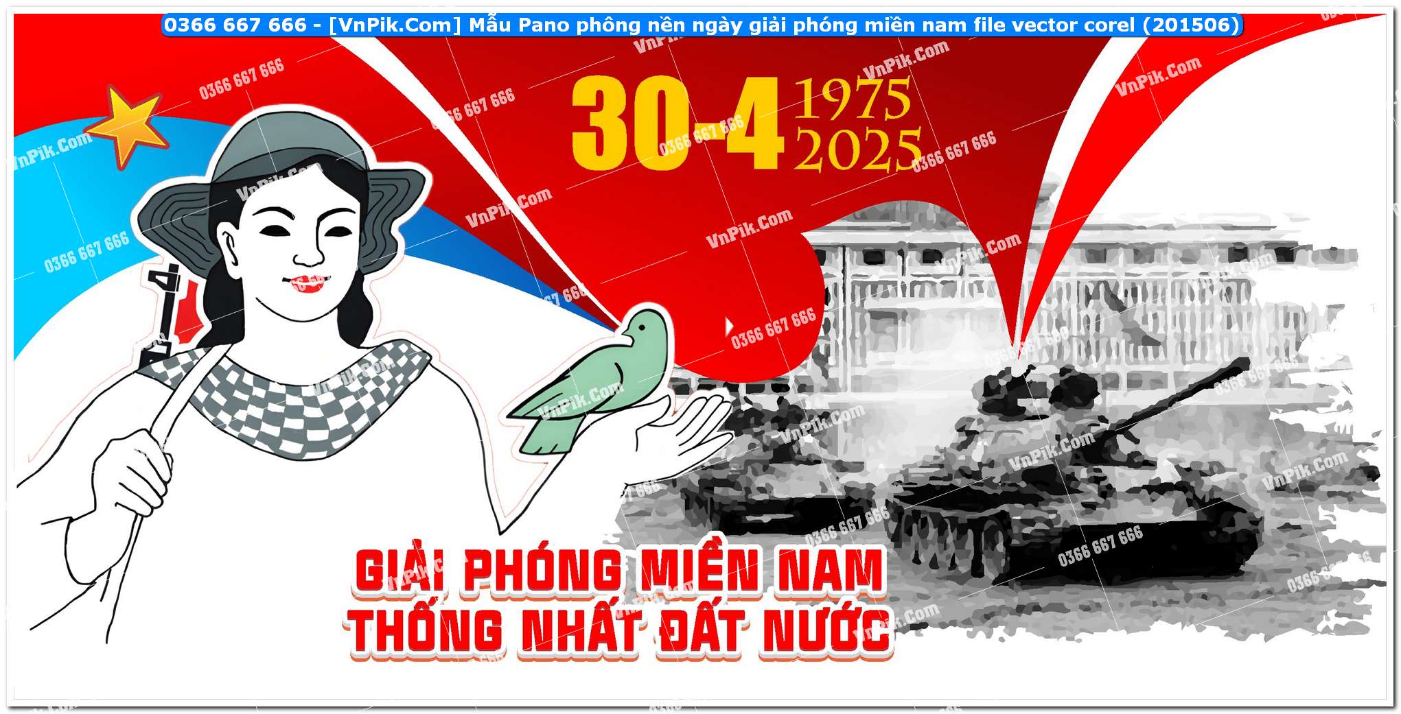 Mẫu Pano phông nền ngày giải phóng miền nam file vector corel (201506)