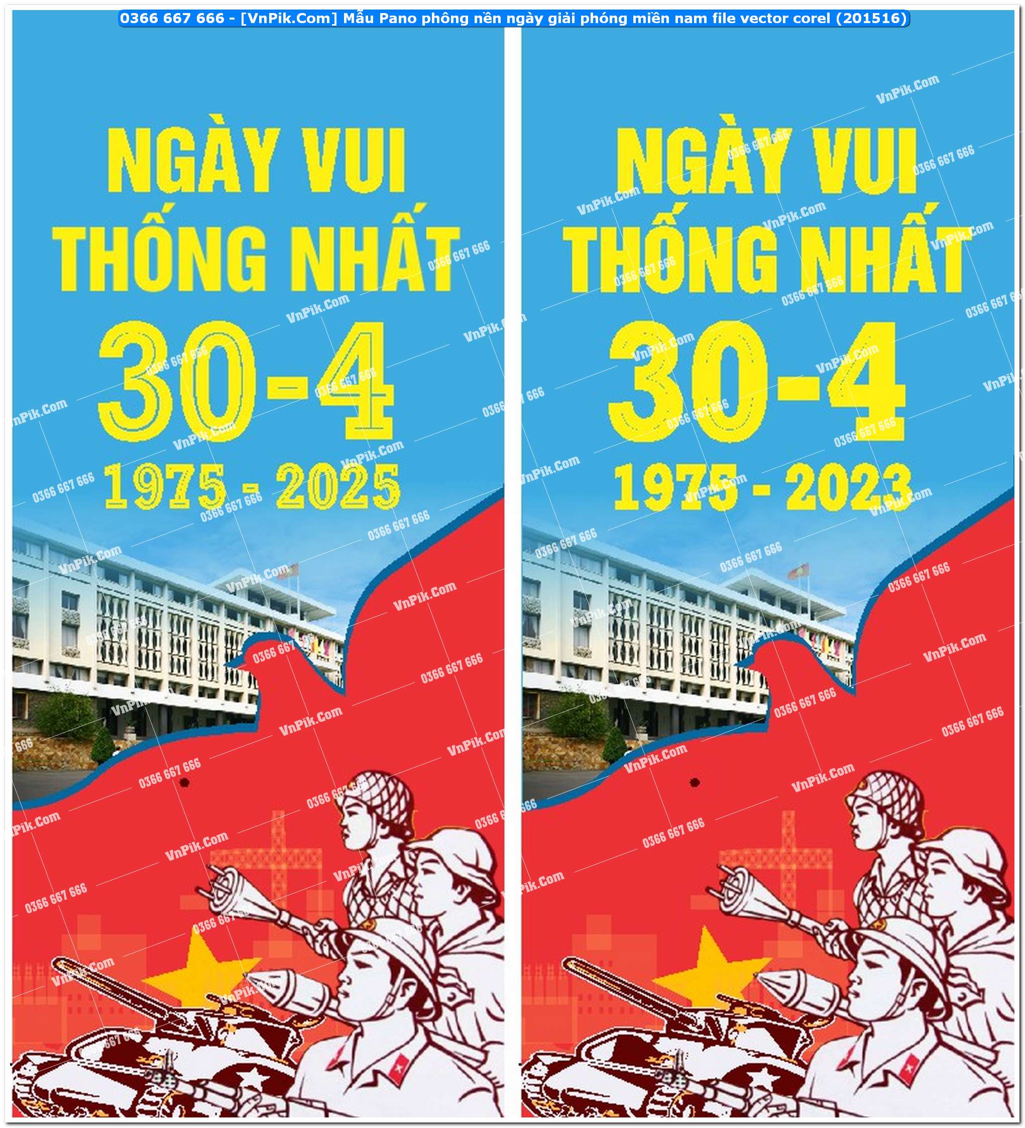 Mẫu Pano phông nền ngày giải phóng miền nam file vector corel (201516)