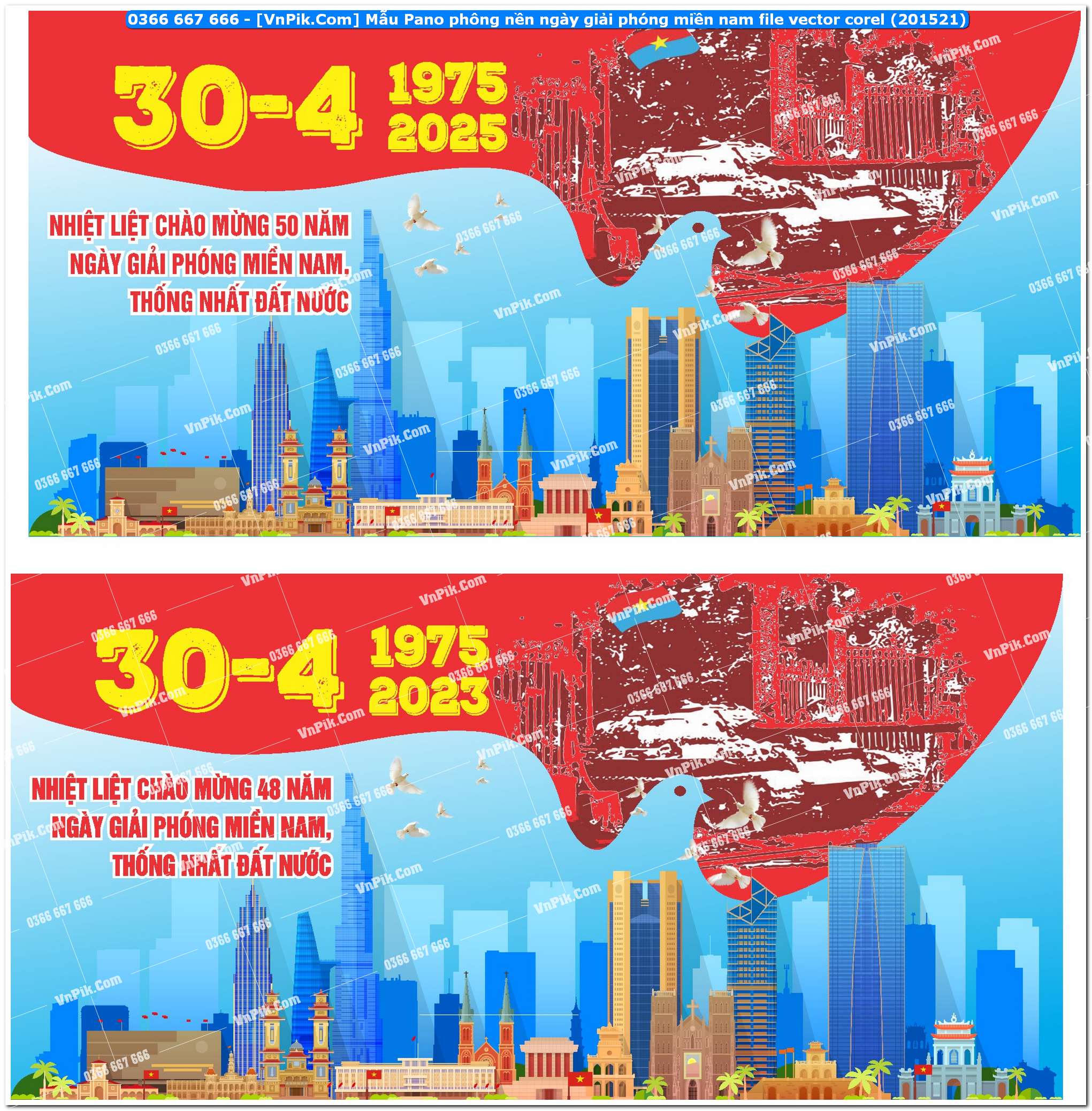 Mẫu Pano phông nền ngày giải phóng miền nam file vector corel (201521)