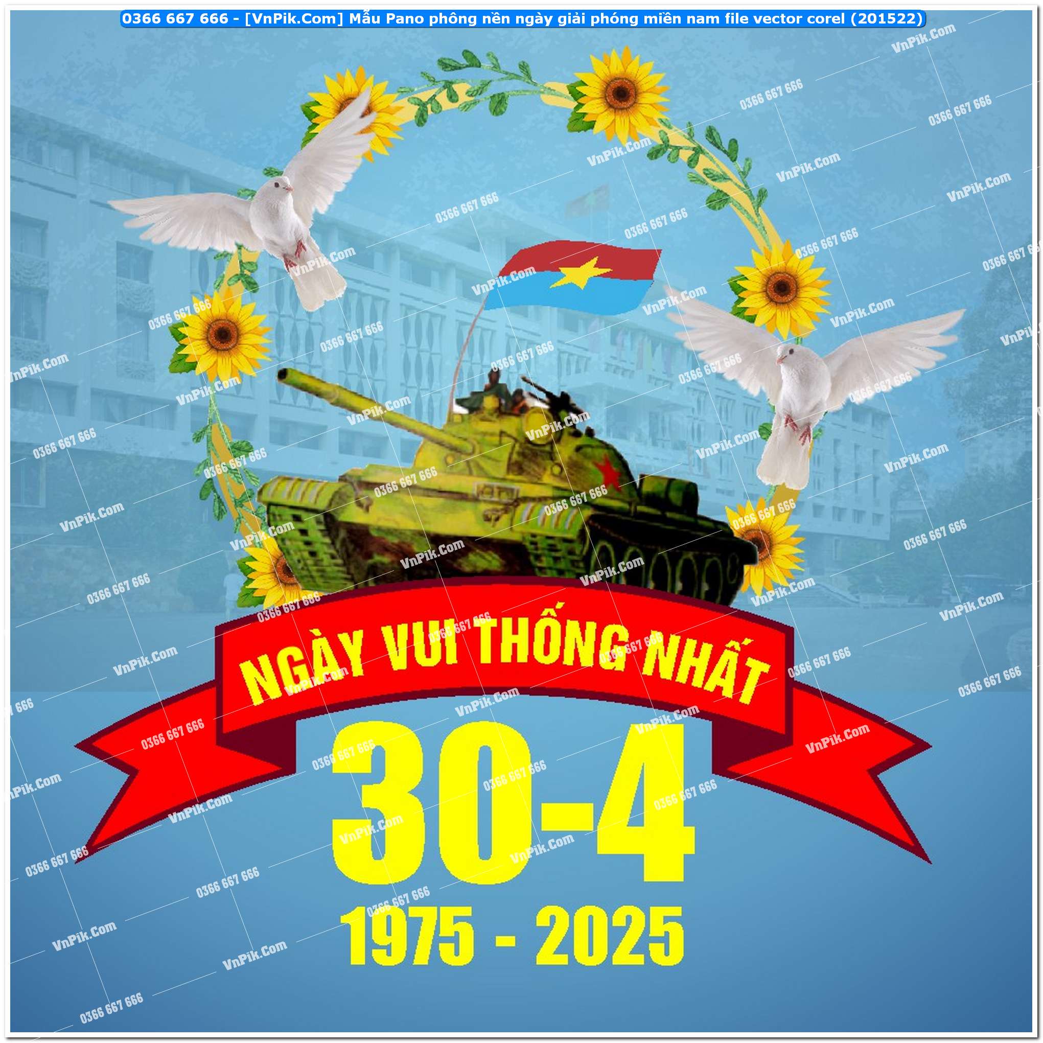Mẫu Pano phông nền ngày giải phóng miền nam file vector corel (201522)