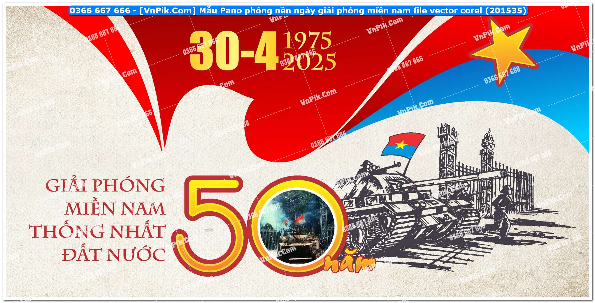 Mẫu Pano phông nền ngày giải phóng miền nam file vector corel (201535)