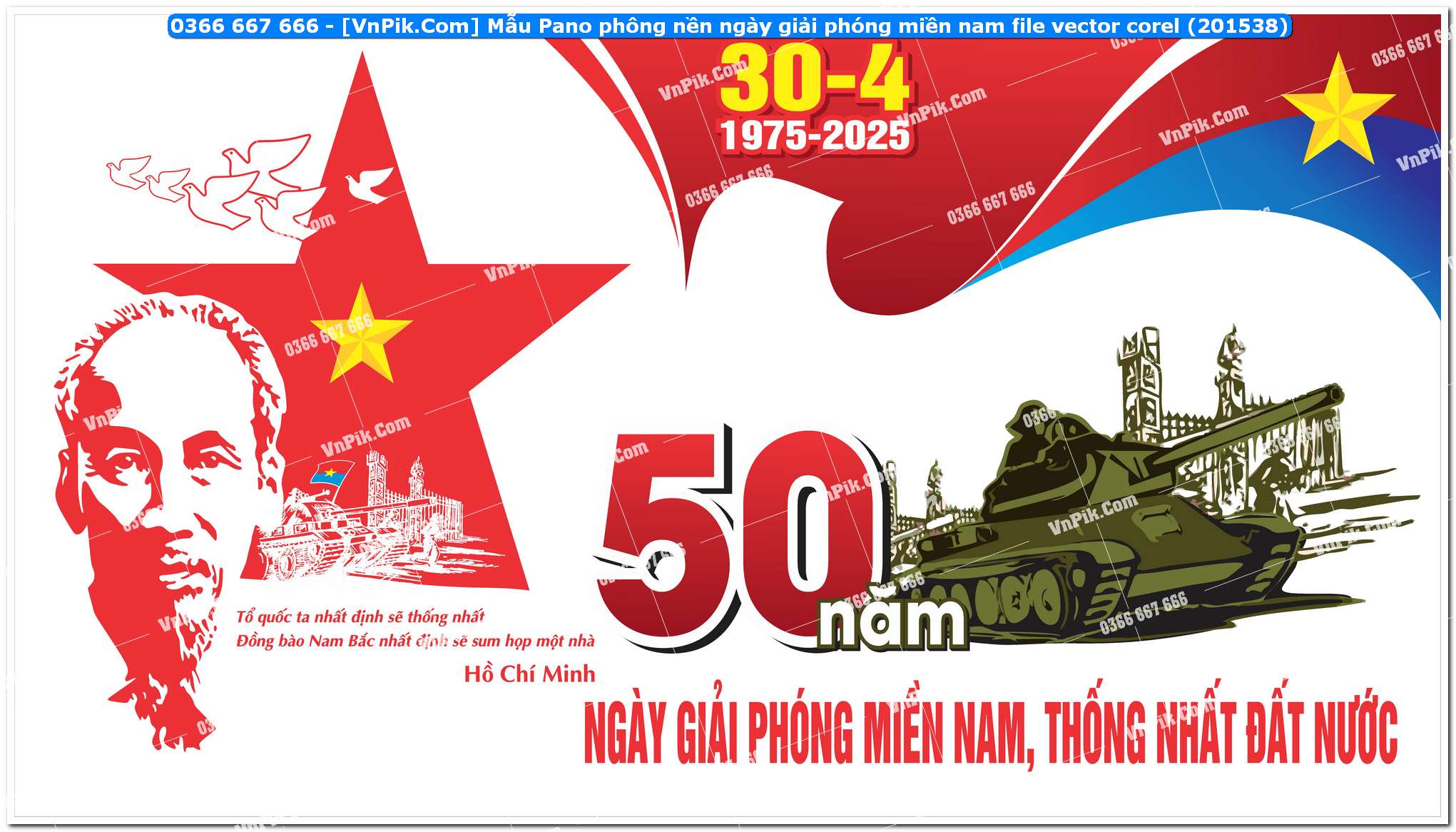 Mẫu Pano phông nền ngày giải phóng miền nam file vector corel (201538)