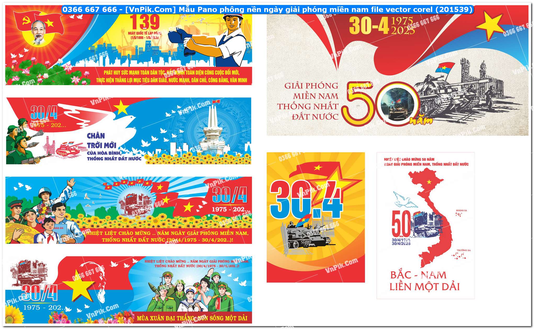 Mẫu Pano phông nền ngày giải phóng miền nam file vector corel (201539)
