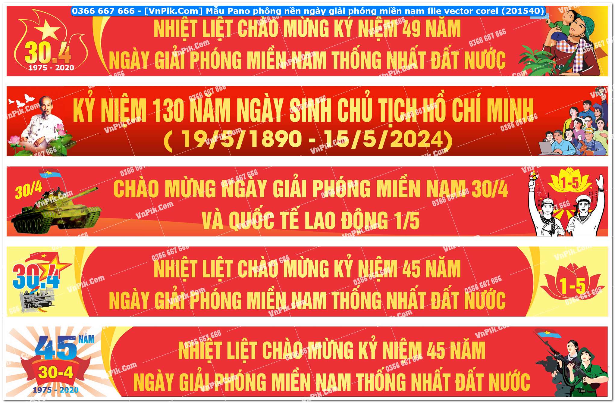 Mẫu Pano phông nền ngày giải phóng miền nam file vector corel (201540)
