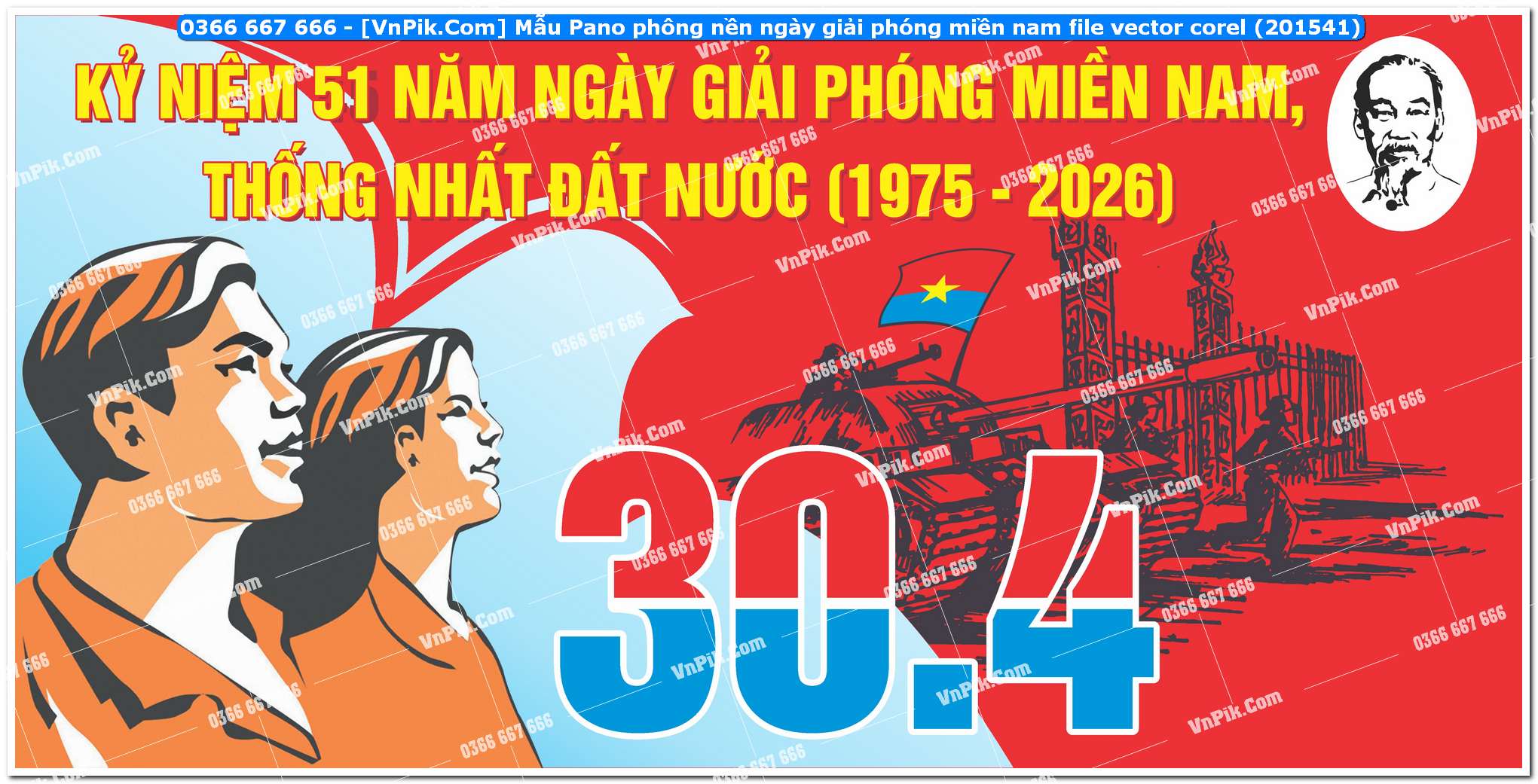 Mẫu Pano phông nền ngày giải phóng miền nam file vector corel (201541)