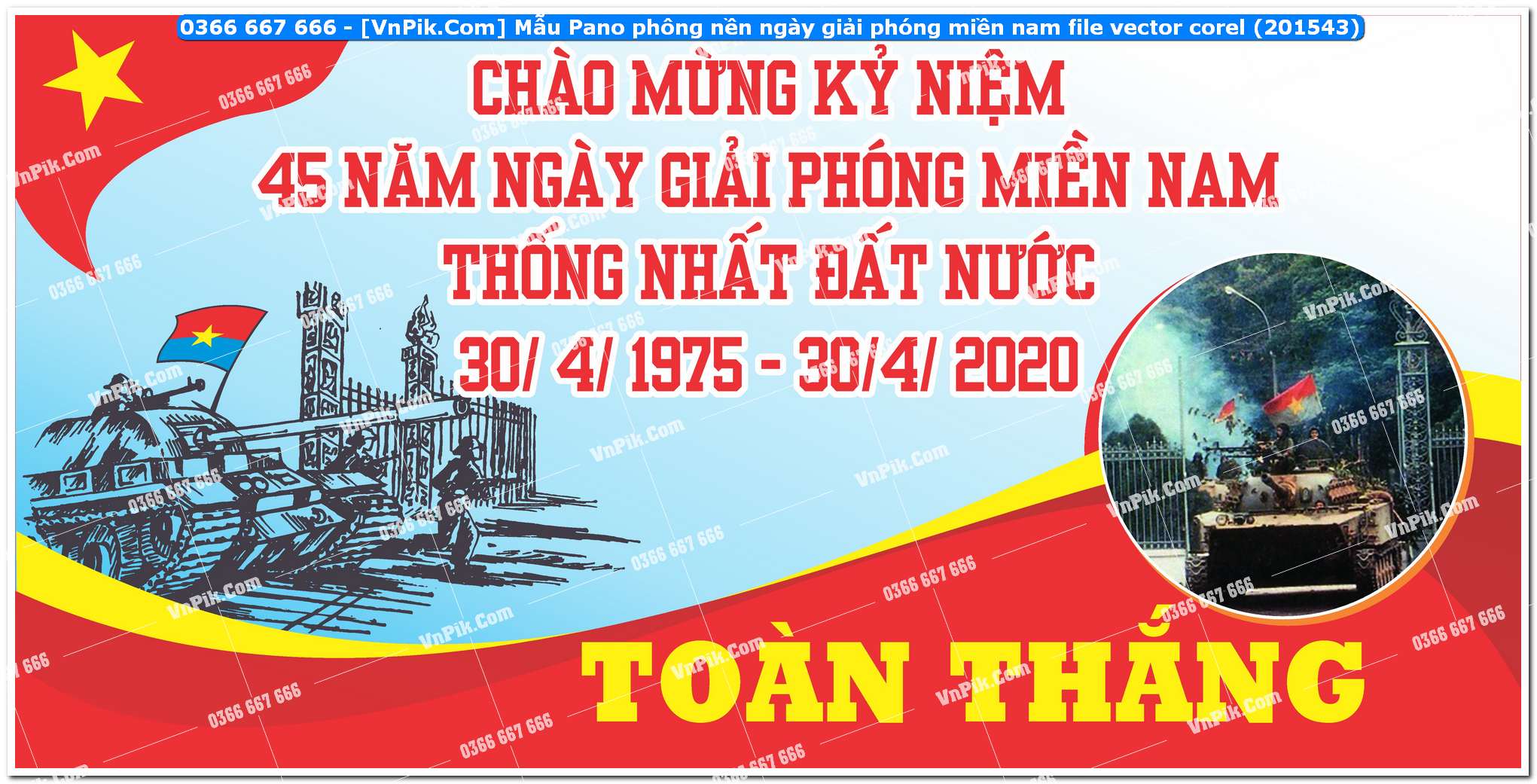 Mẫu Pano phông nền ngày giải phóng miền nam file vector corel (201543)