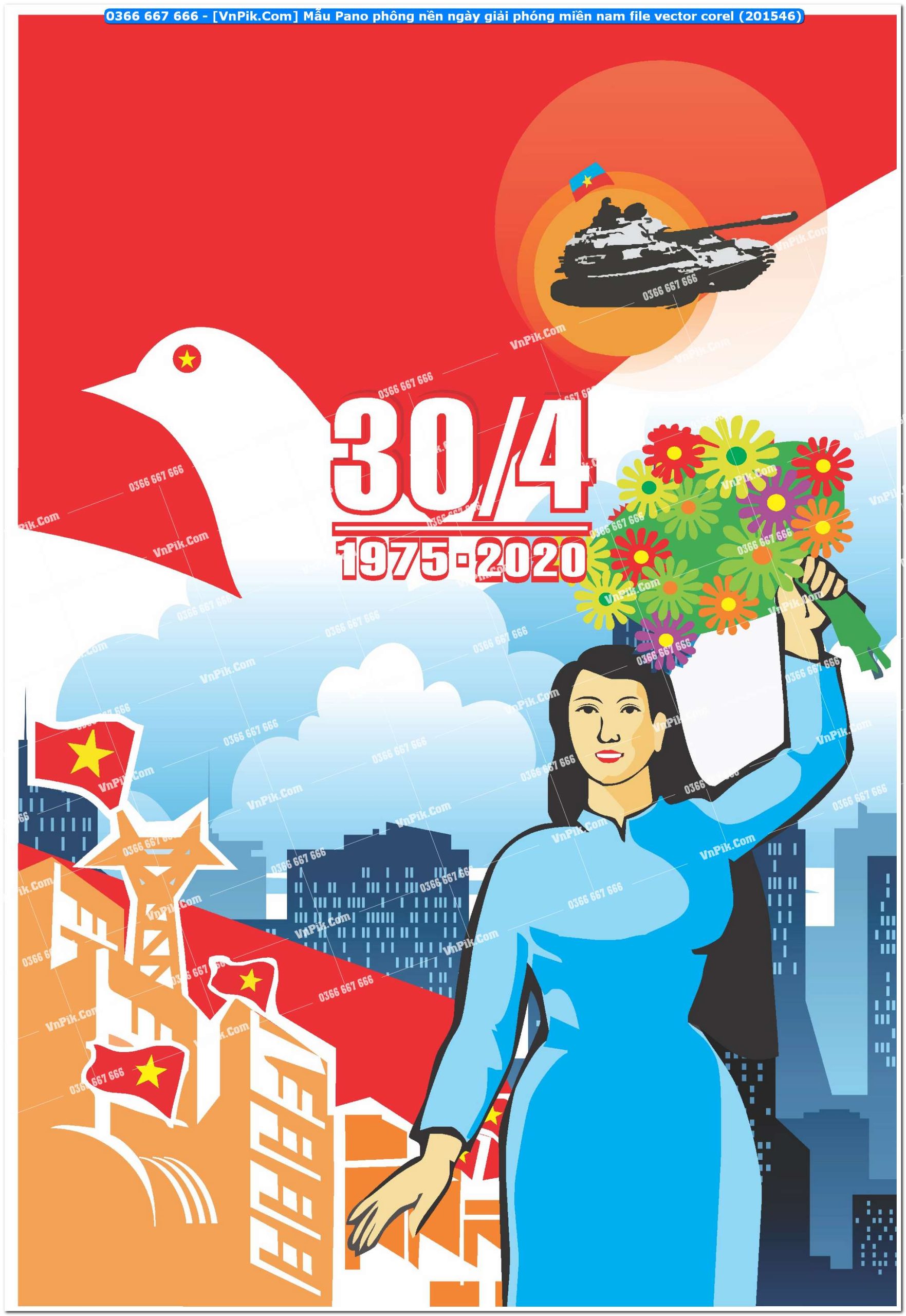 Mẫu Pano phông nền ngày giải phóng miền nam file vector corel (201546)