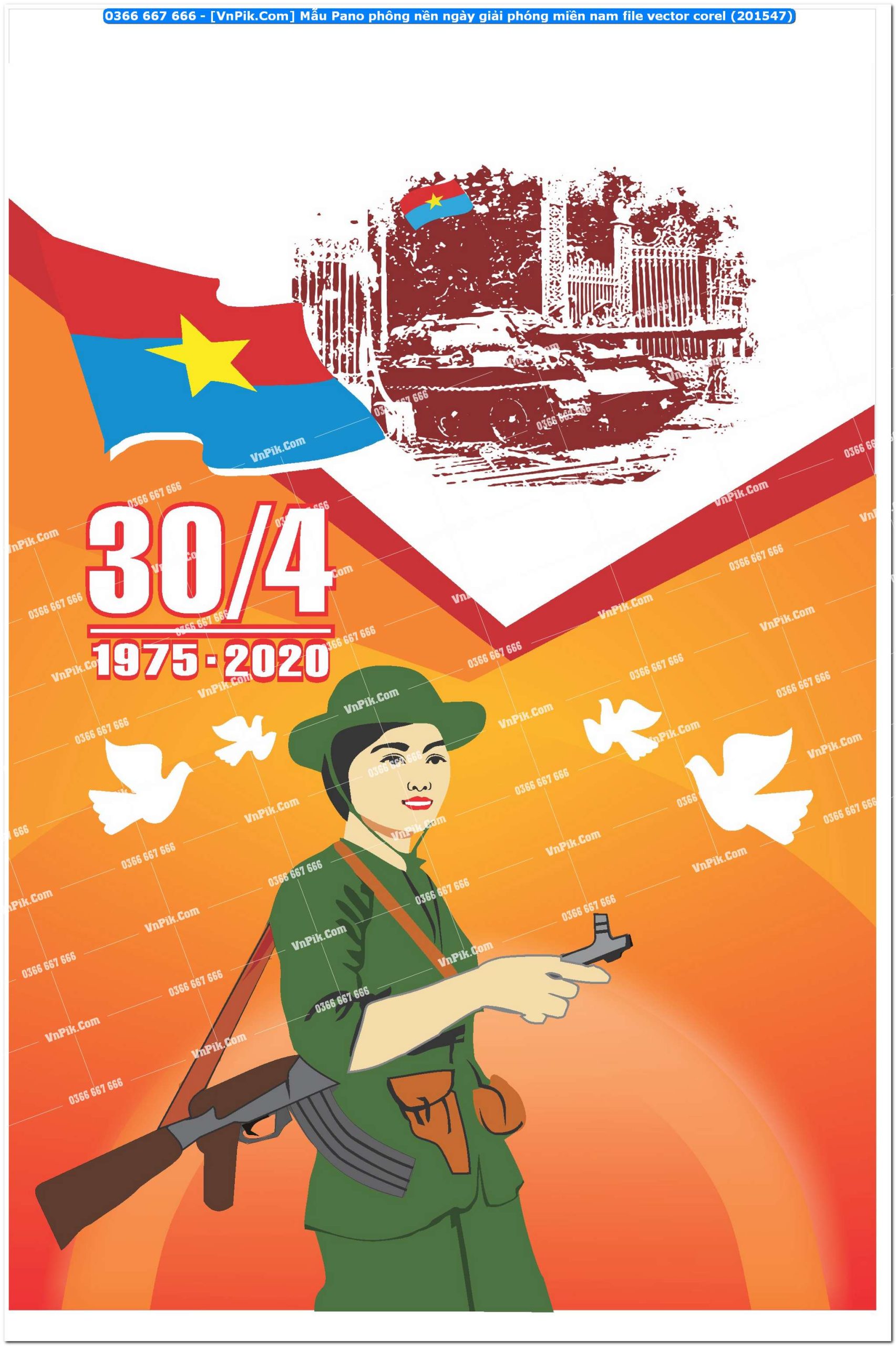 Mẫu Pano phông nền ngày giải phóng miền nam file vector corel (201547)