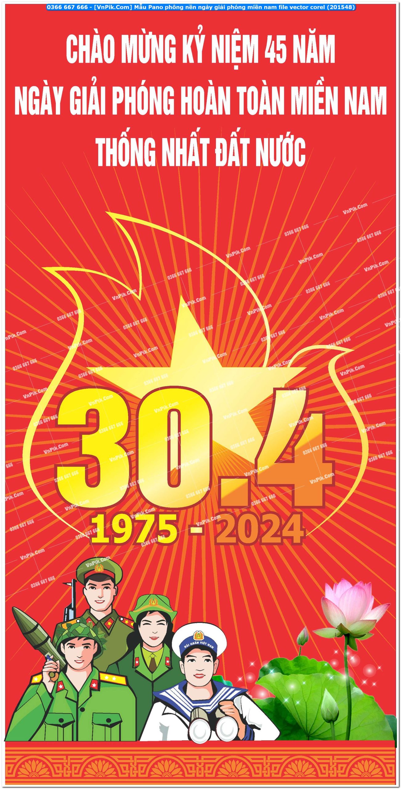 Mẫu Pano phông nền ngày giải phóng miền nam file vector corel (201548)