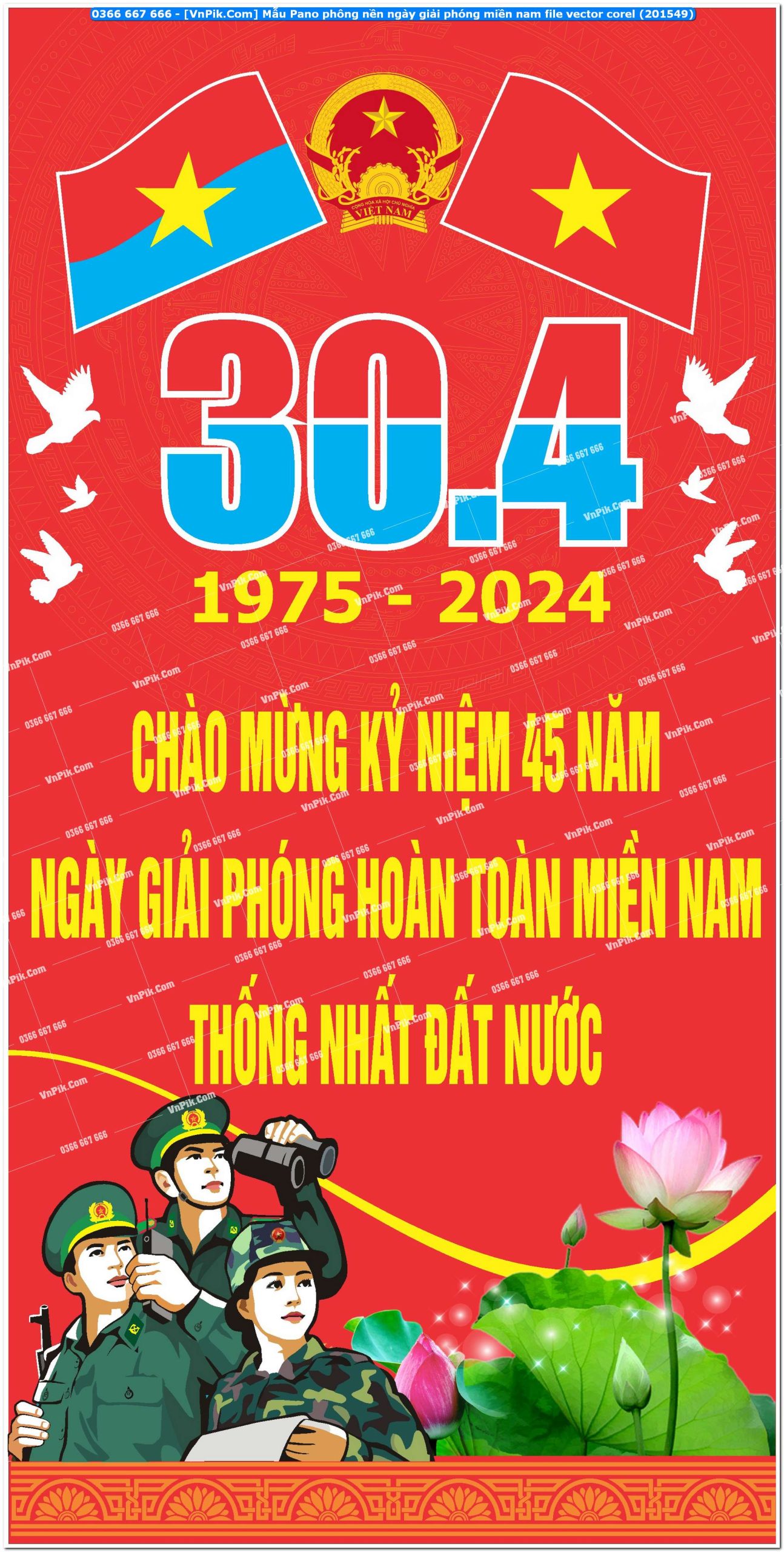 Mẫu Pano phông nền ngày giải phóng miền nam file vector corel (201549)